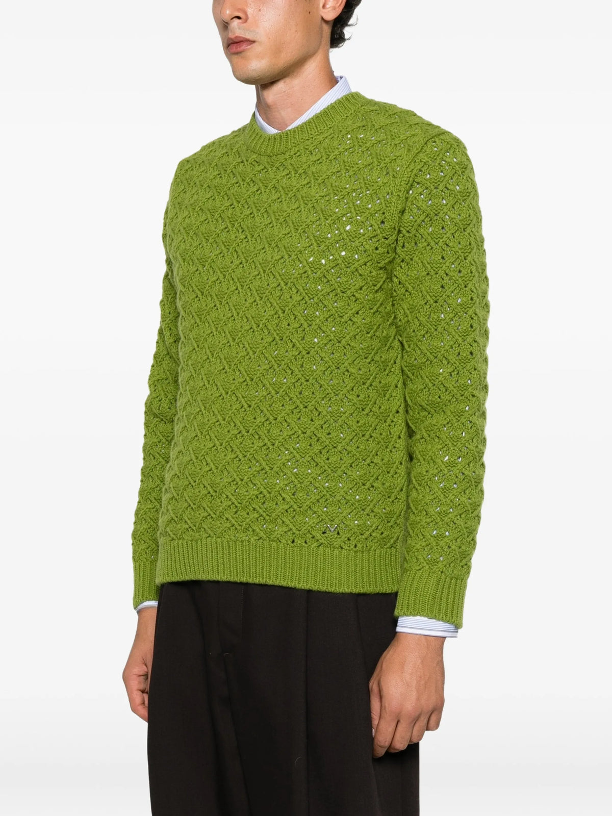 V-detail cable-knit sweater