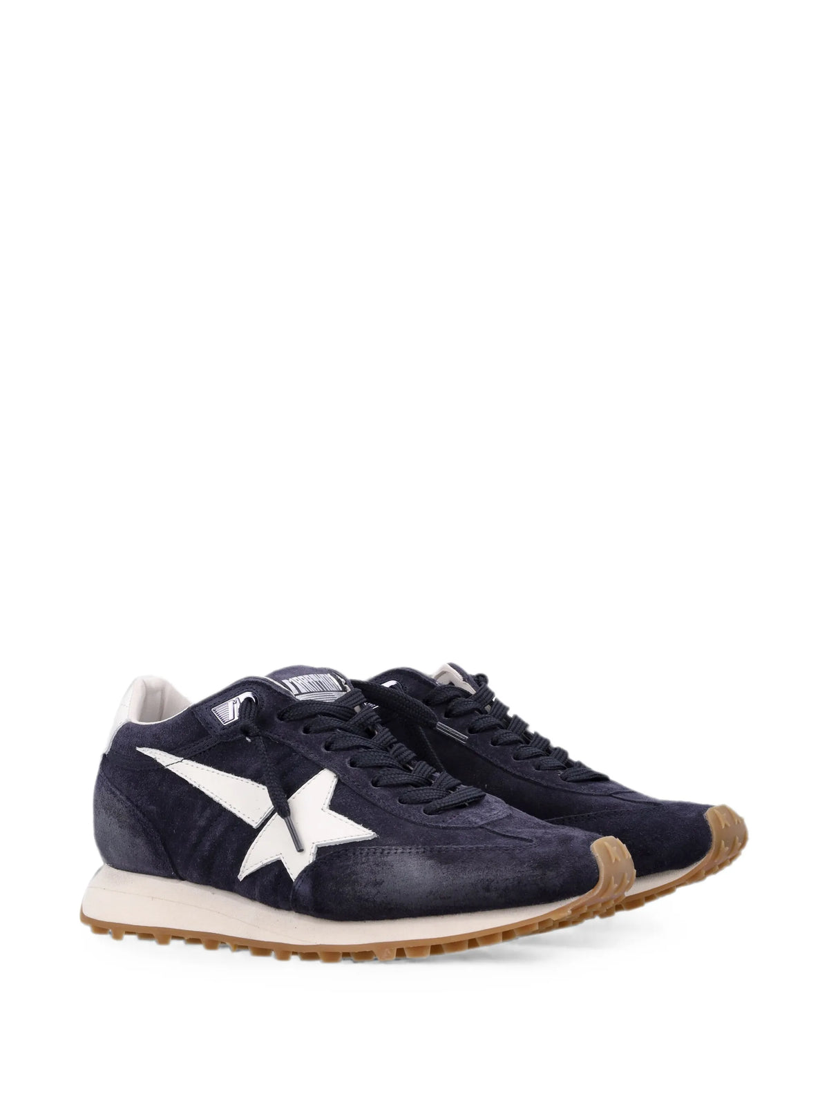 Marathon in suede with leather star and heel tab sneakers