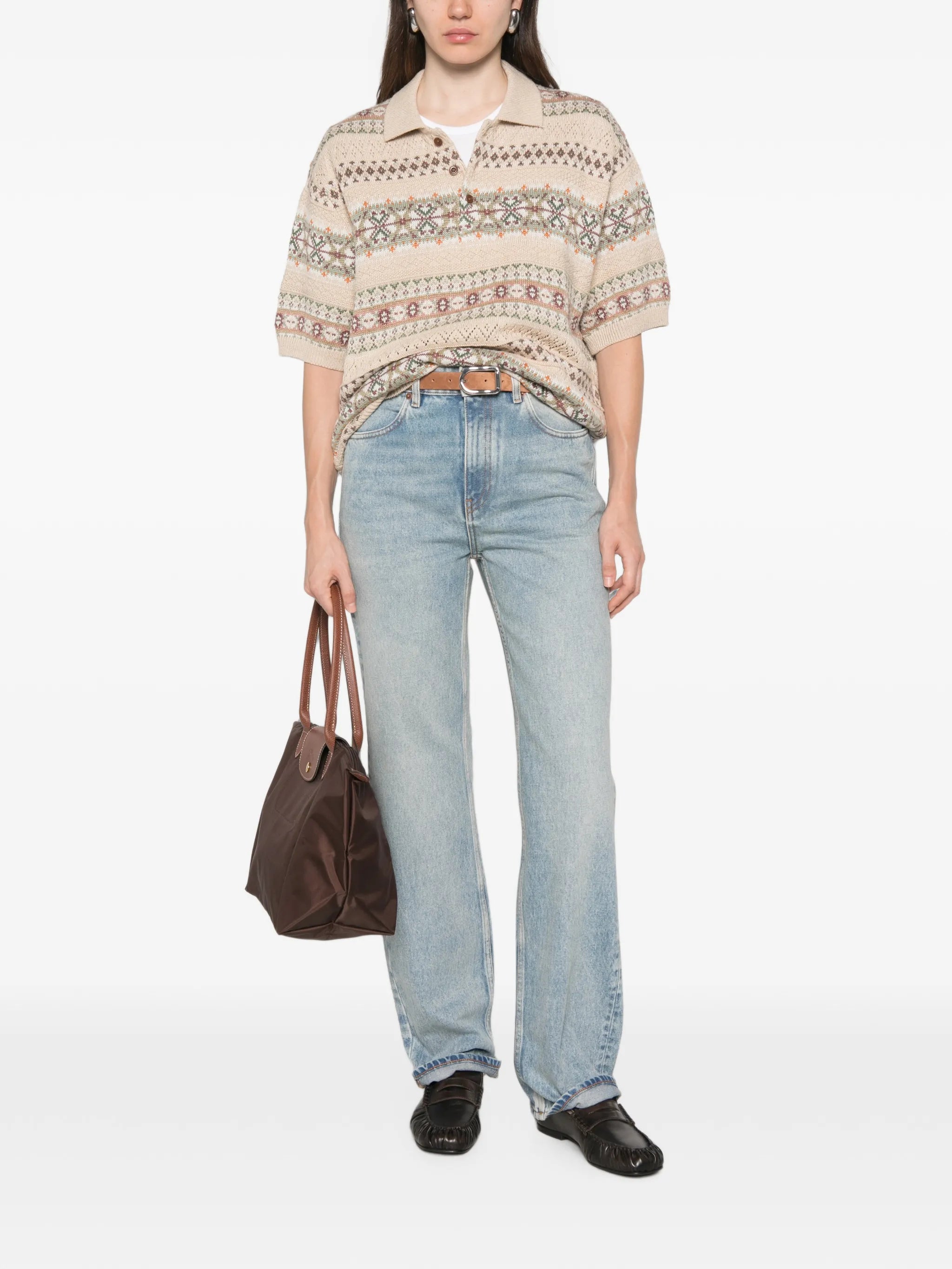cotton straight-leg jeans