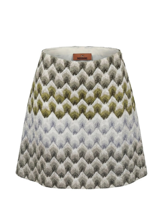 zigzag-knit A-line mini skirt