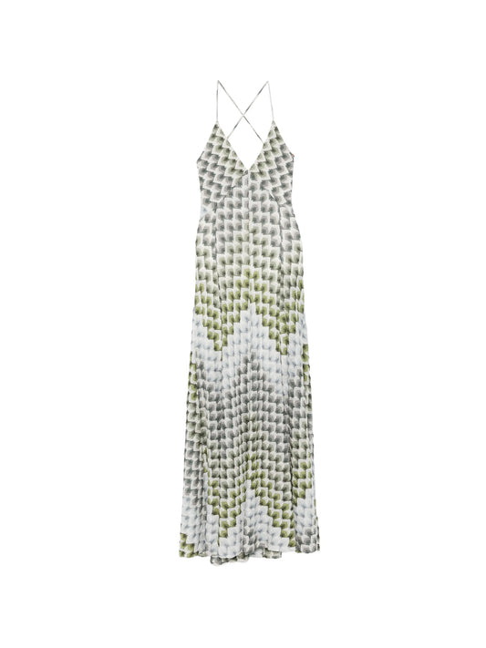 geometric-print halterneck maxi dress