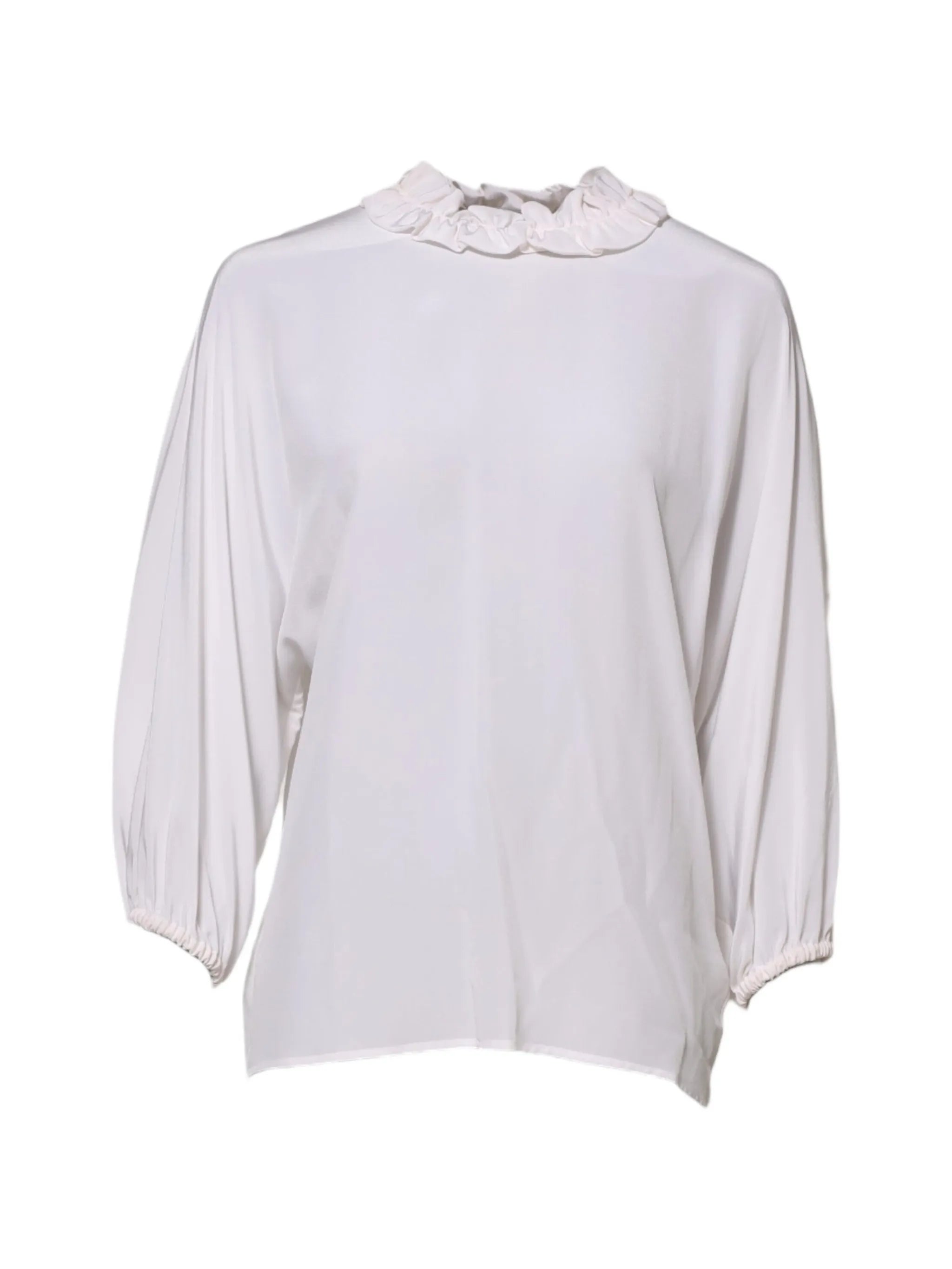 ruffle-trim silk blouse