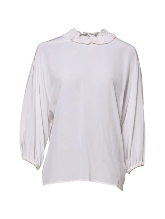 ruffle-trim silk blouse