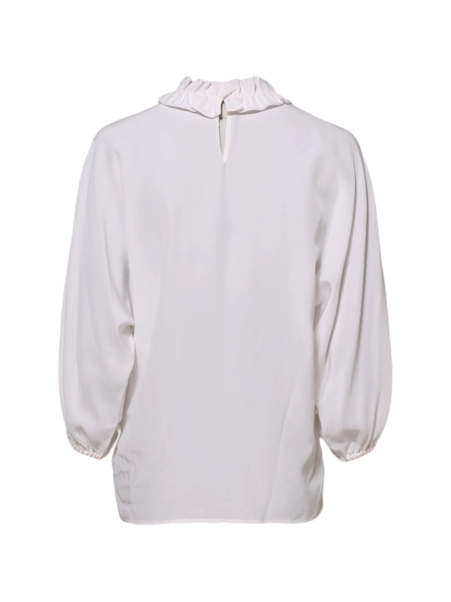 ruffle-trim silk blouse