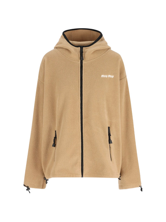 logo-embroidered zip-up hoodie
