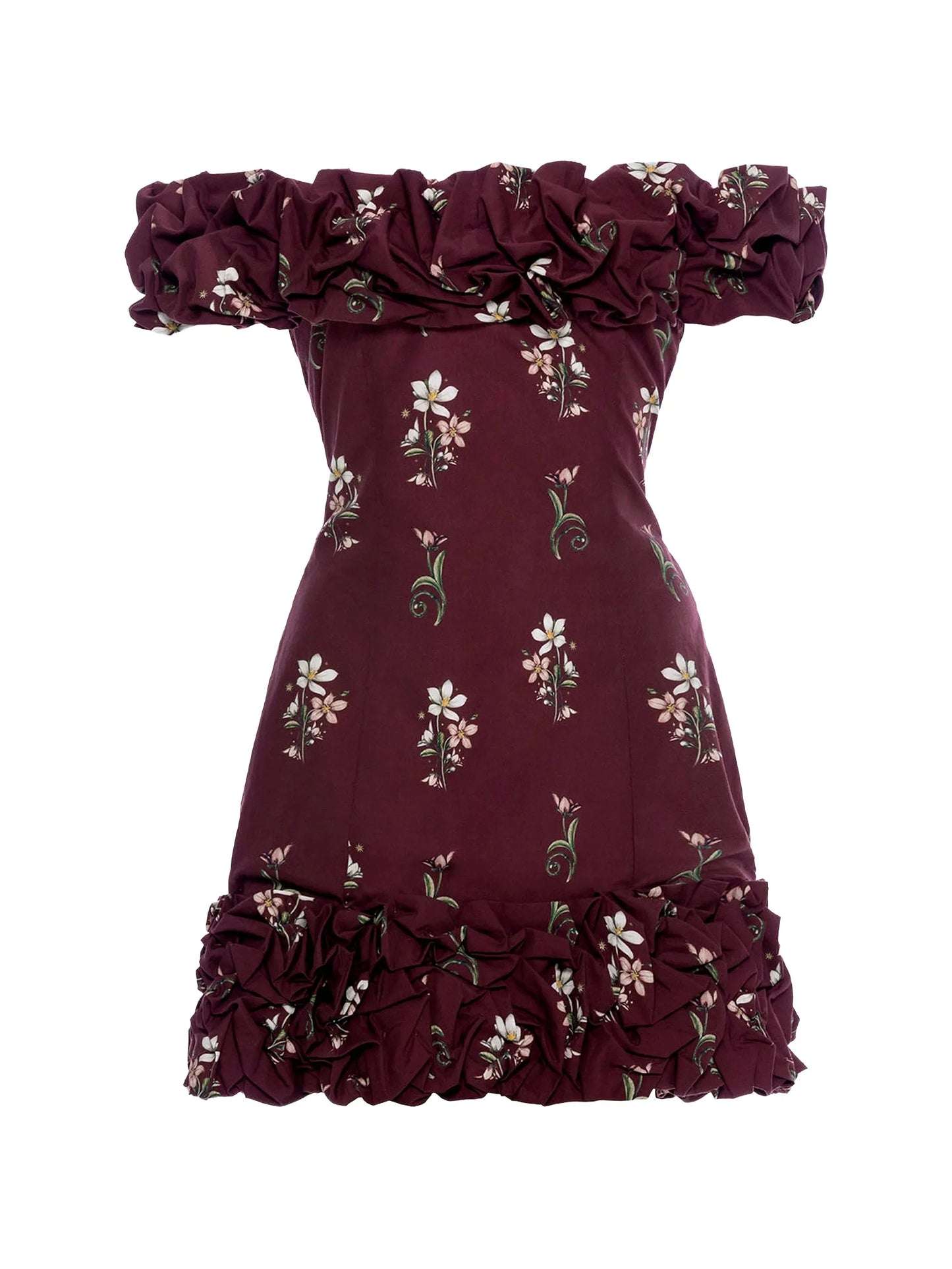 Garden Night ruffled floral-print mini dress