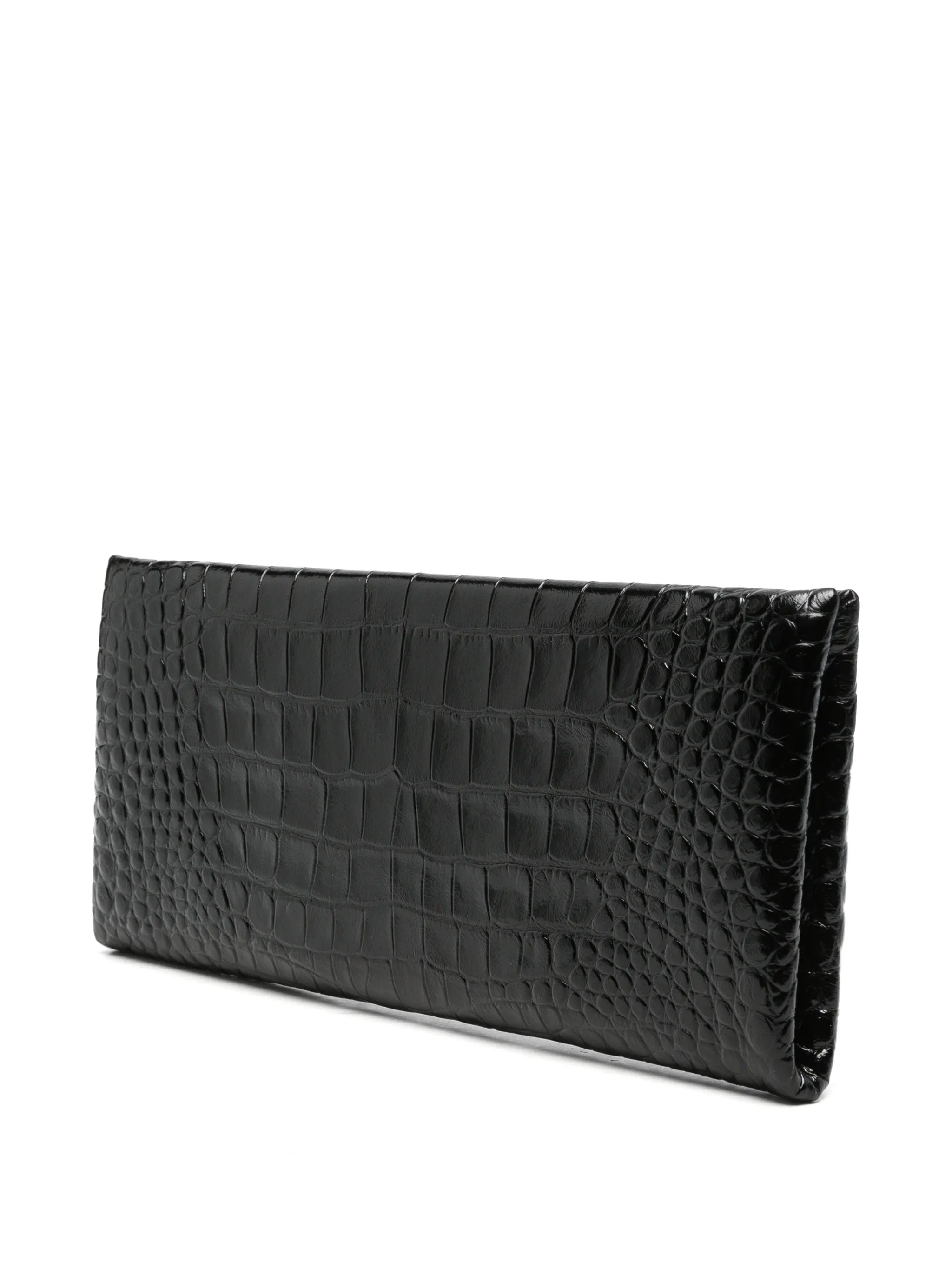 T-bar croc-effect clutch bag