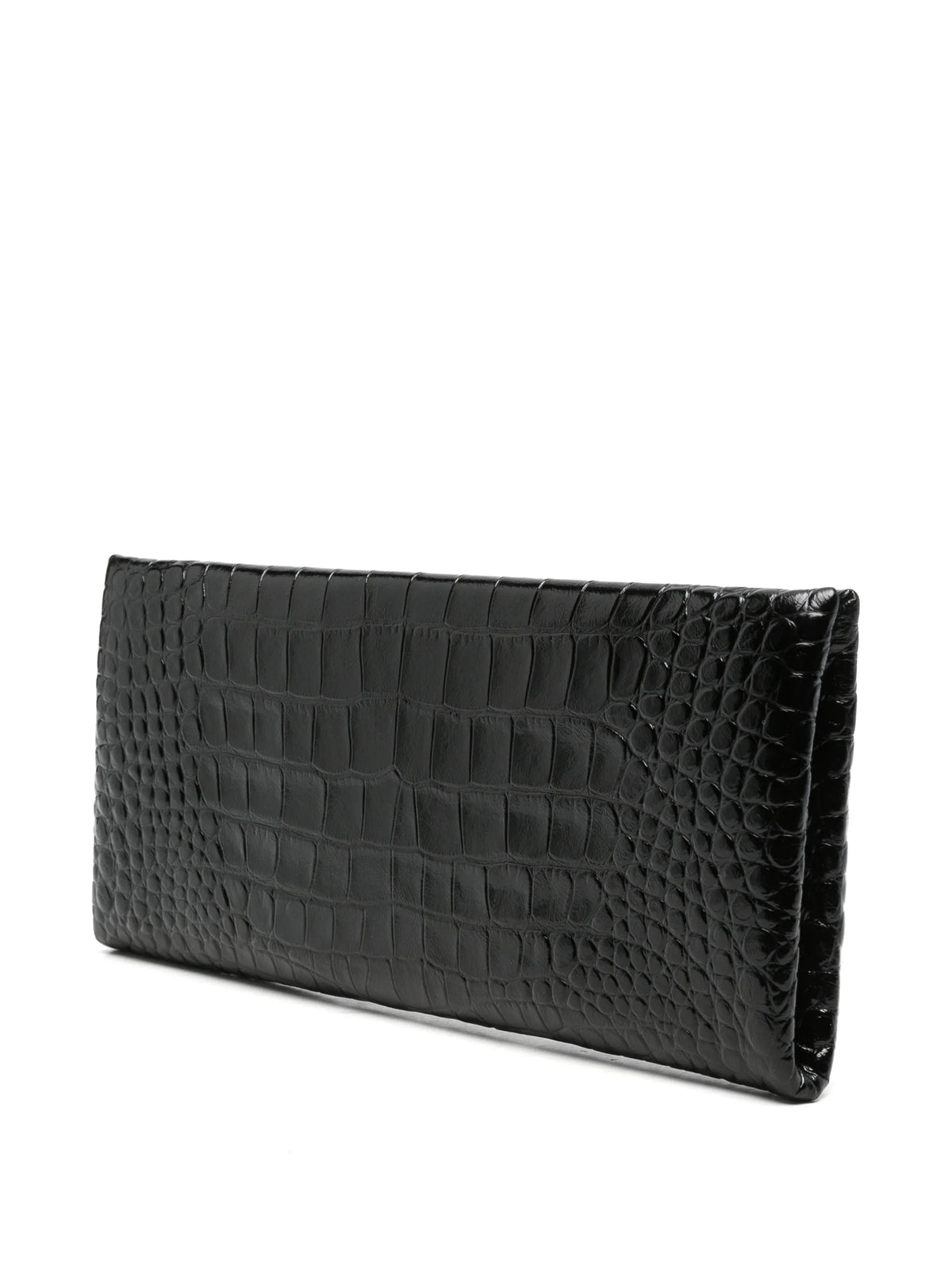 T-bar croc-effect clutch bag