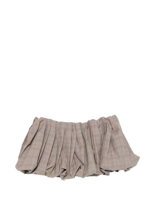 check-pattern pleated mini skirt