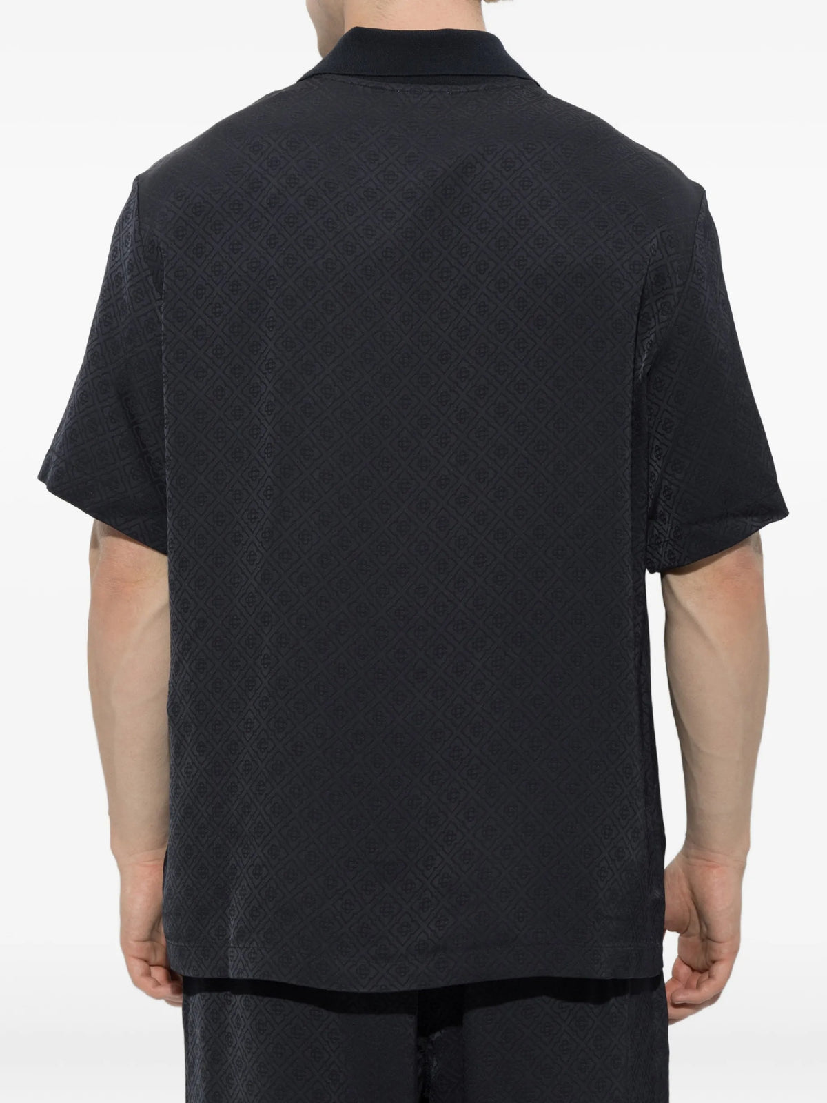 dark navy knit collar short sleeve polo shirt