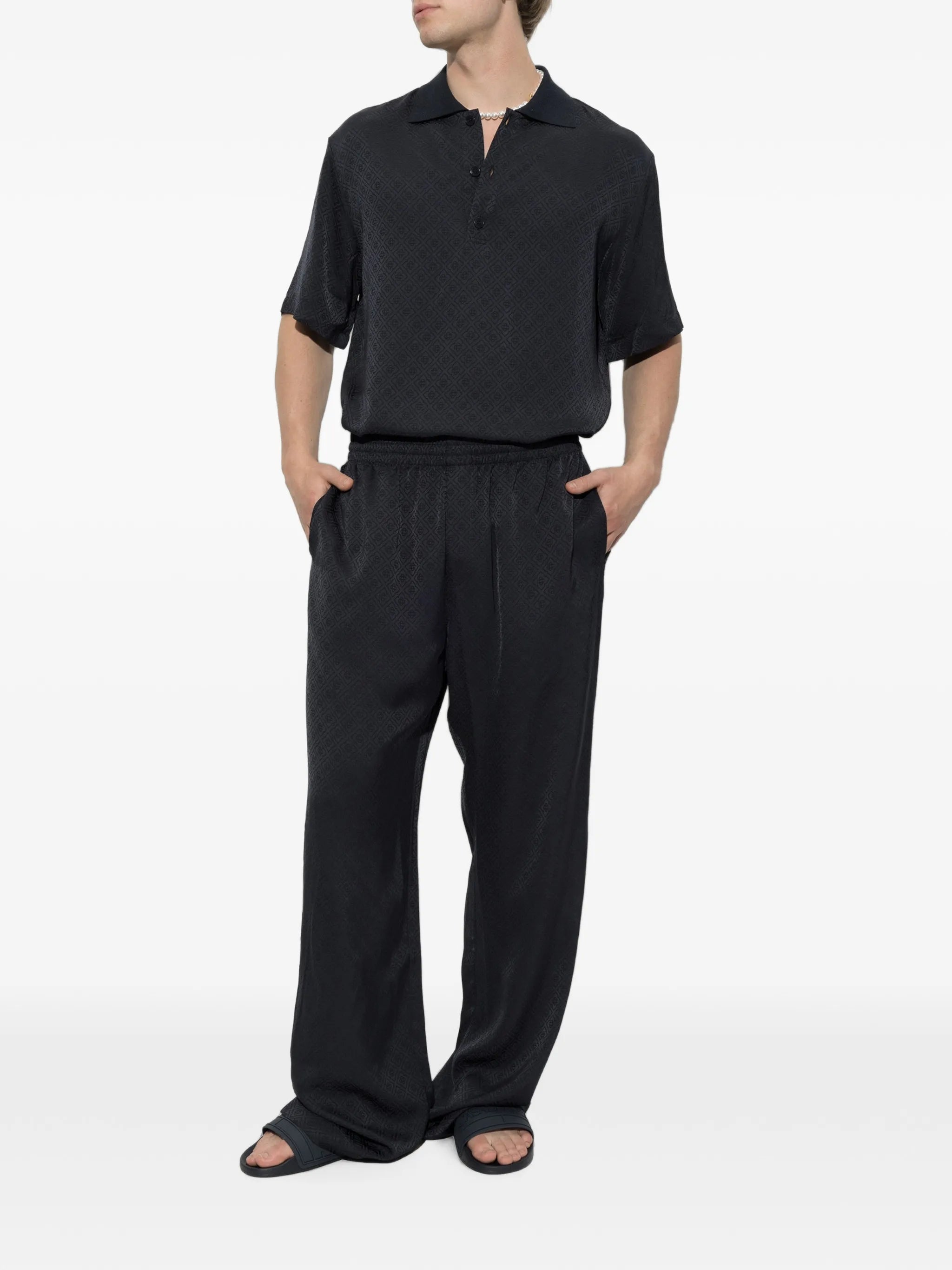 monogram-jacquard polo shirt
