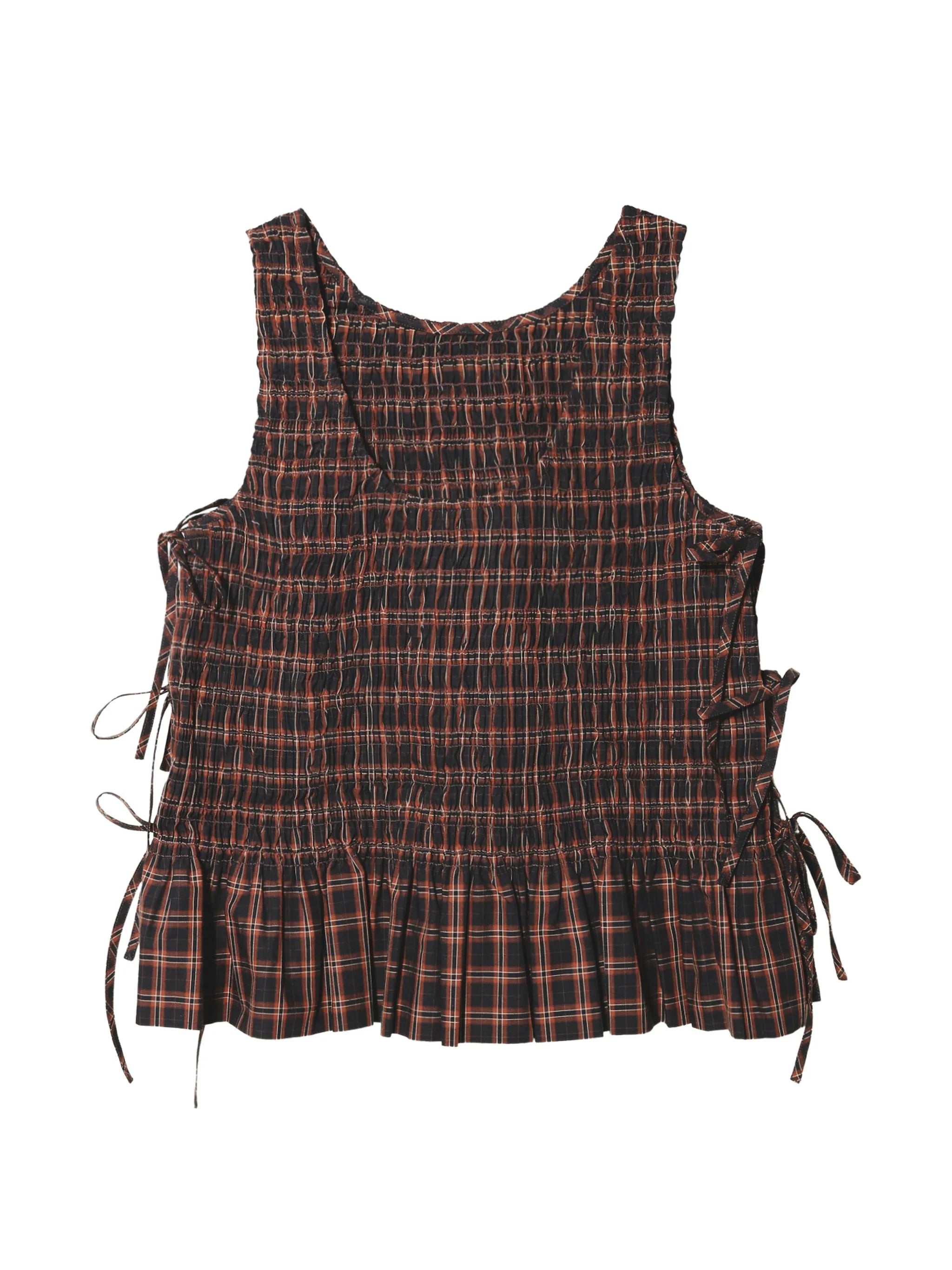 smocked checked top