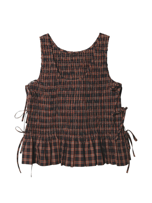 smocked checked top