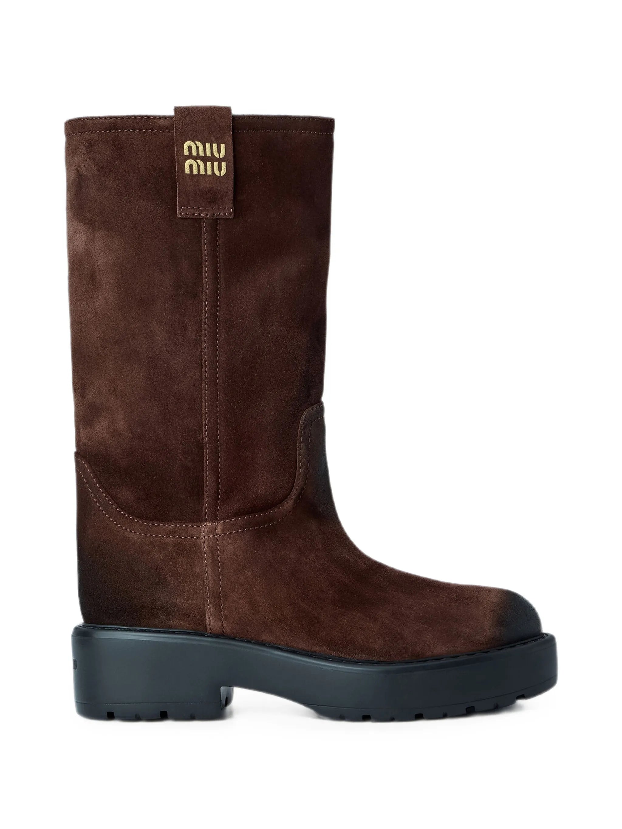round-toe suede boots