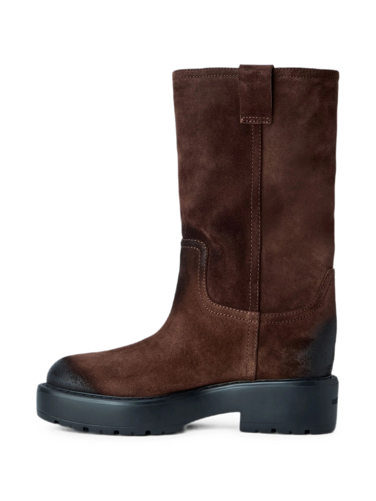 round-toe suede boots