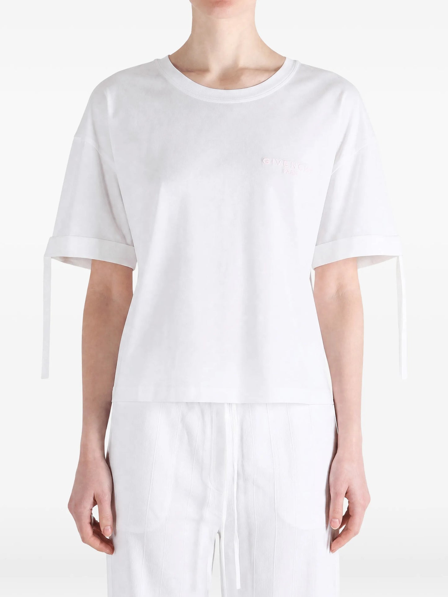 logo-embroidered sleeve-detail T-shirt