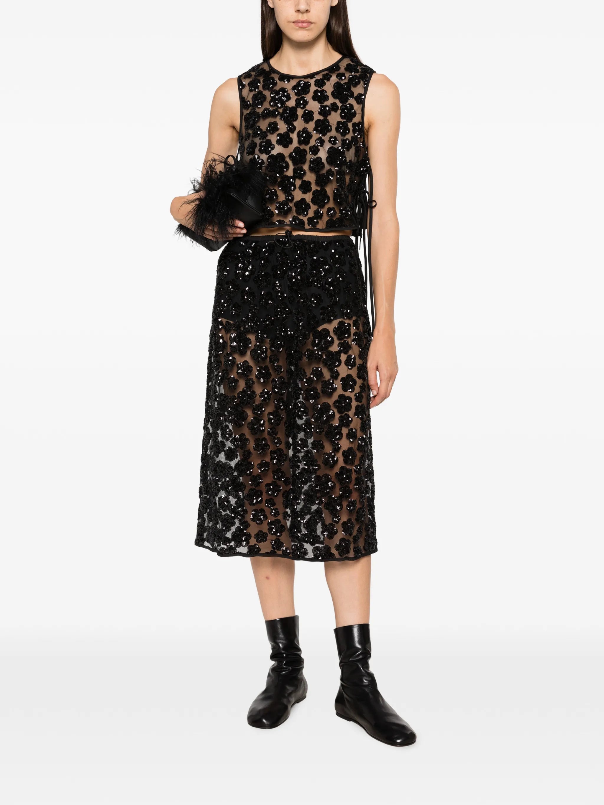 Feeba sequin-embellished floral top