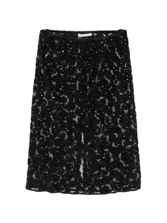 Bria sequin-embellished floral midi skirt