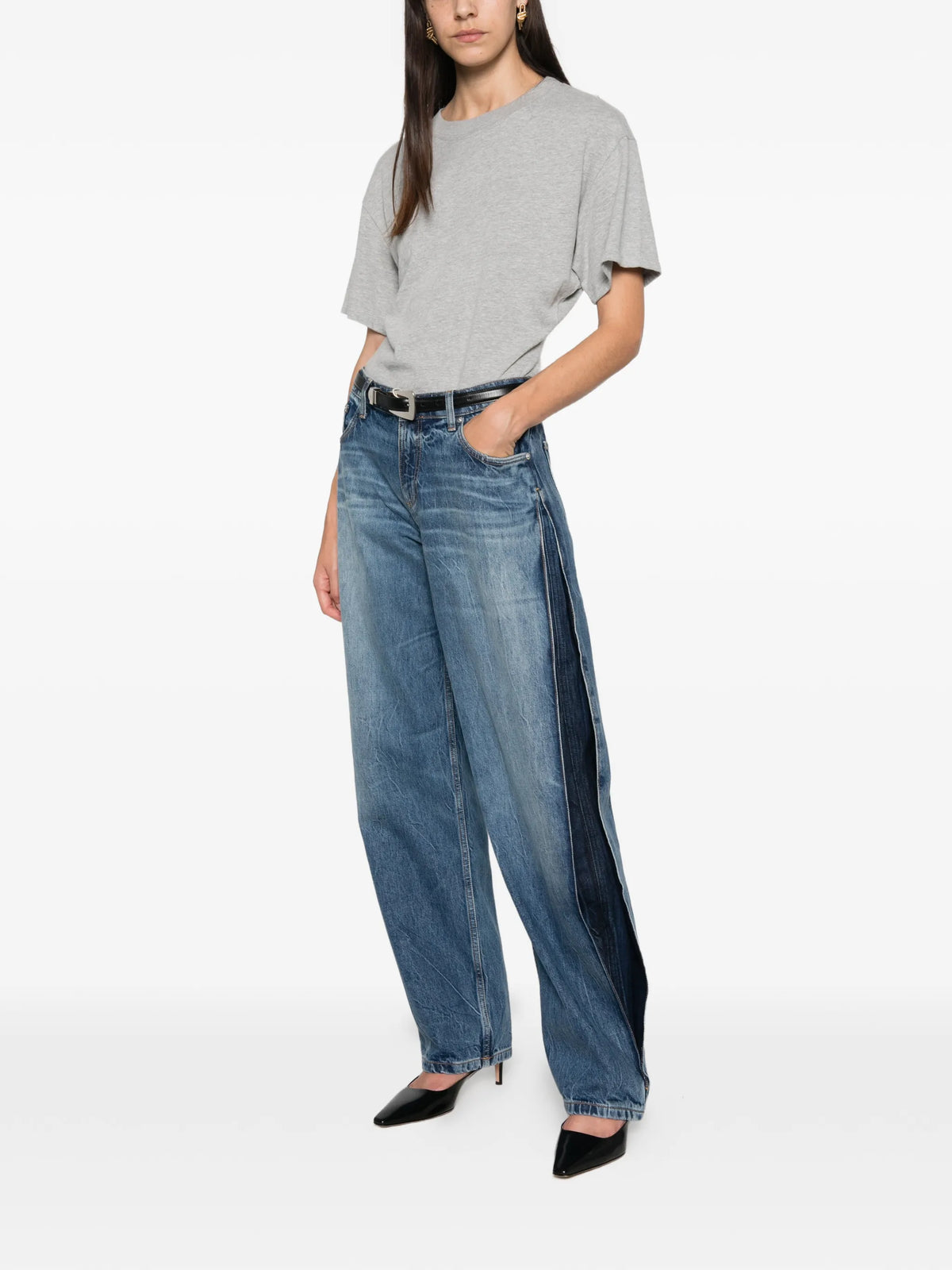 Lana bi-colour wash wide-leg jeans
