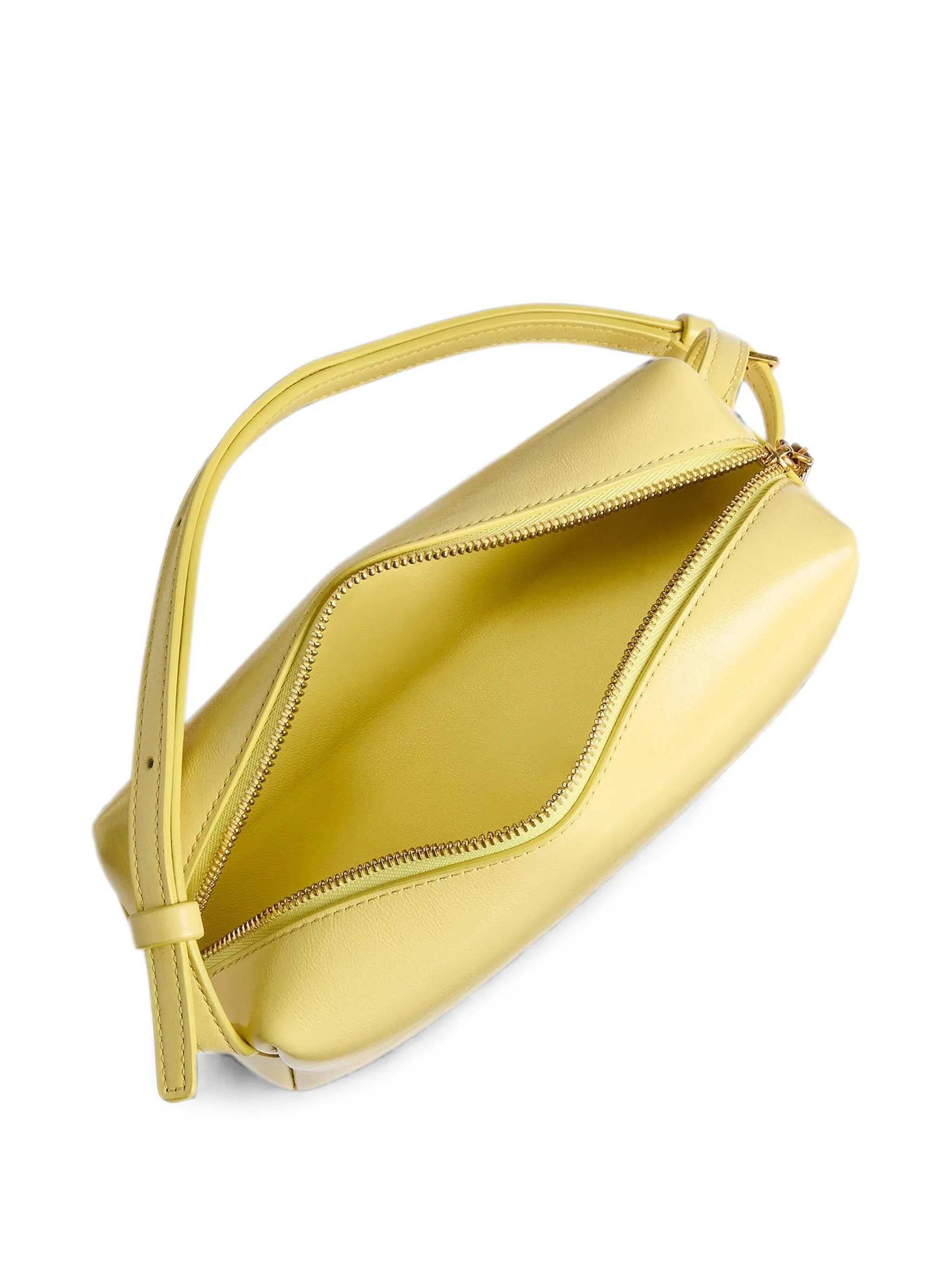 mini Kye crossbody bag in pale-yellow crackle-patent leather
