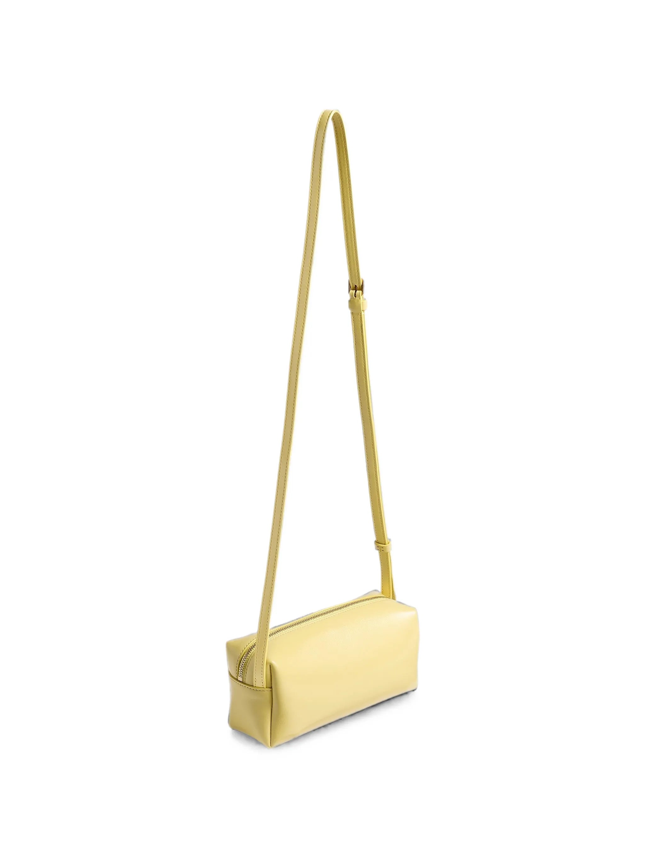 mini Kye crossbody bag in pale-yellow crackle-patent leather