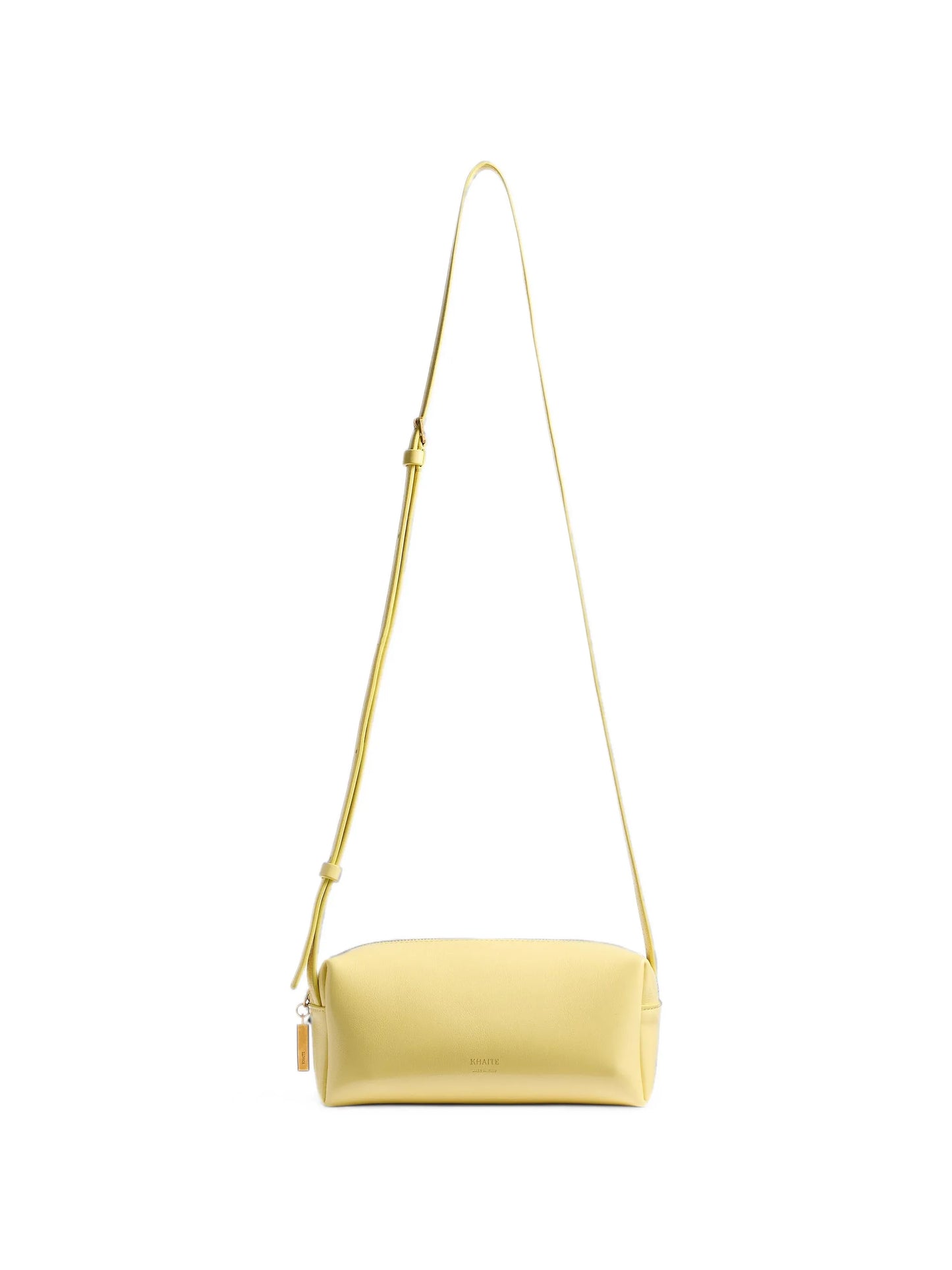 mini Kye crossbody bag in pale-yellow crackle-patent leather