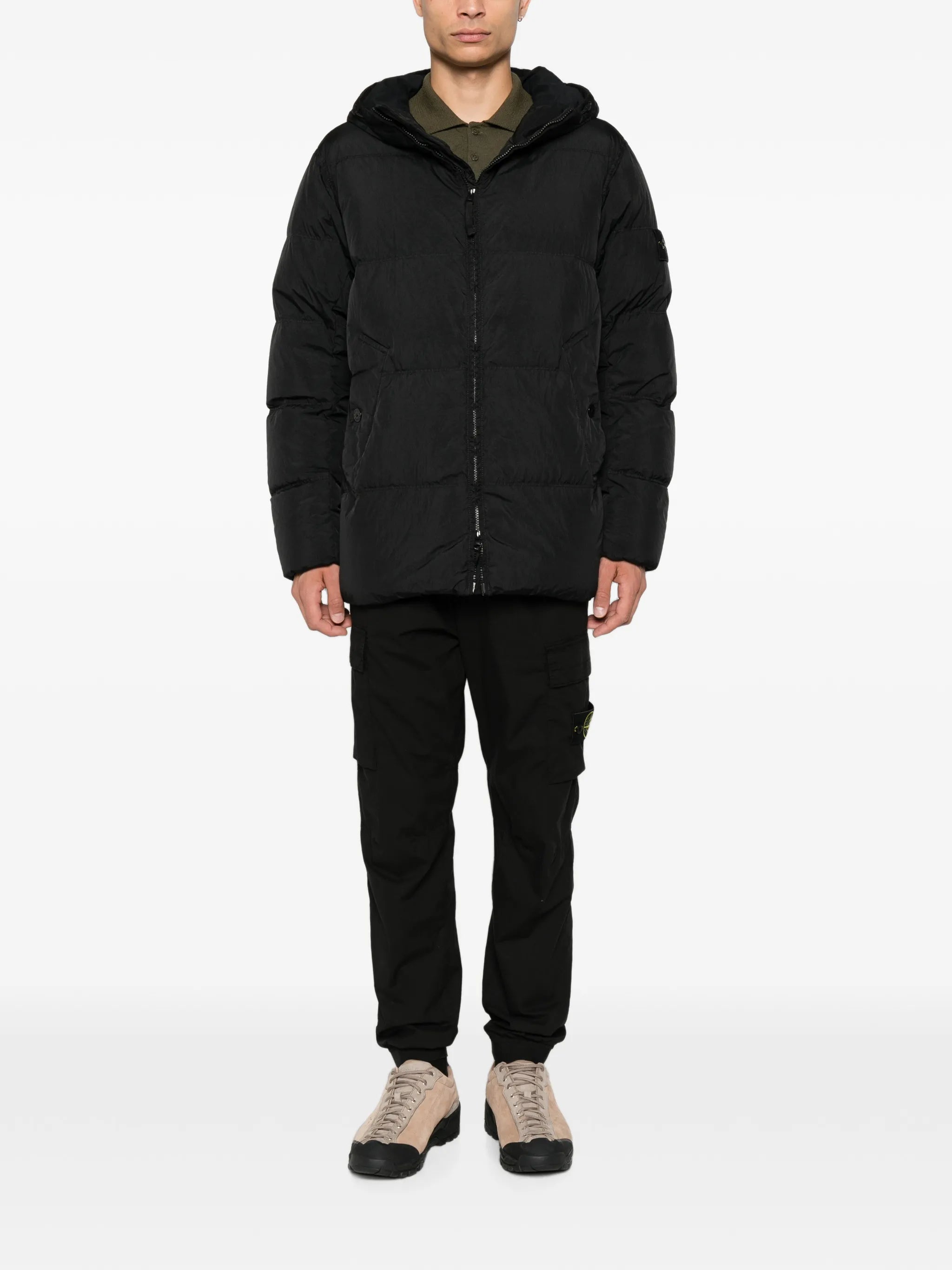 Compass-patch quilted jacket