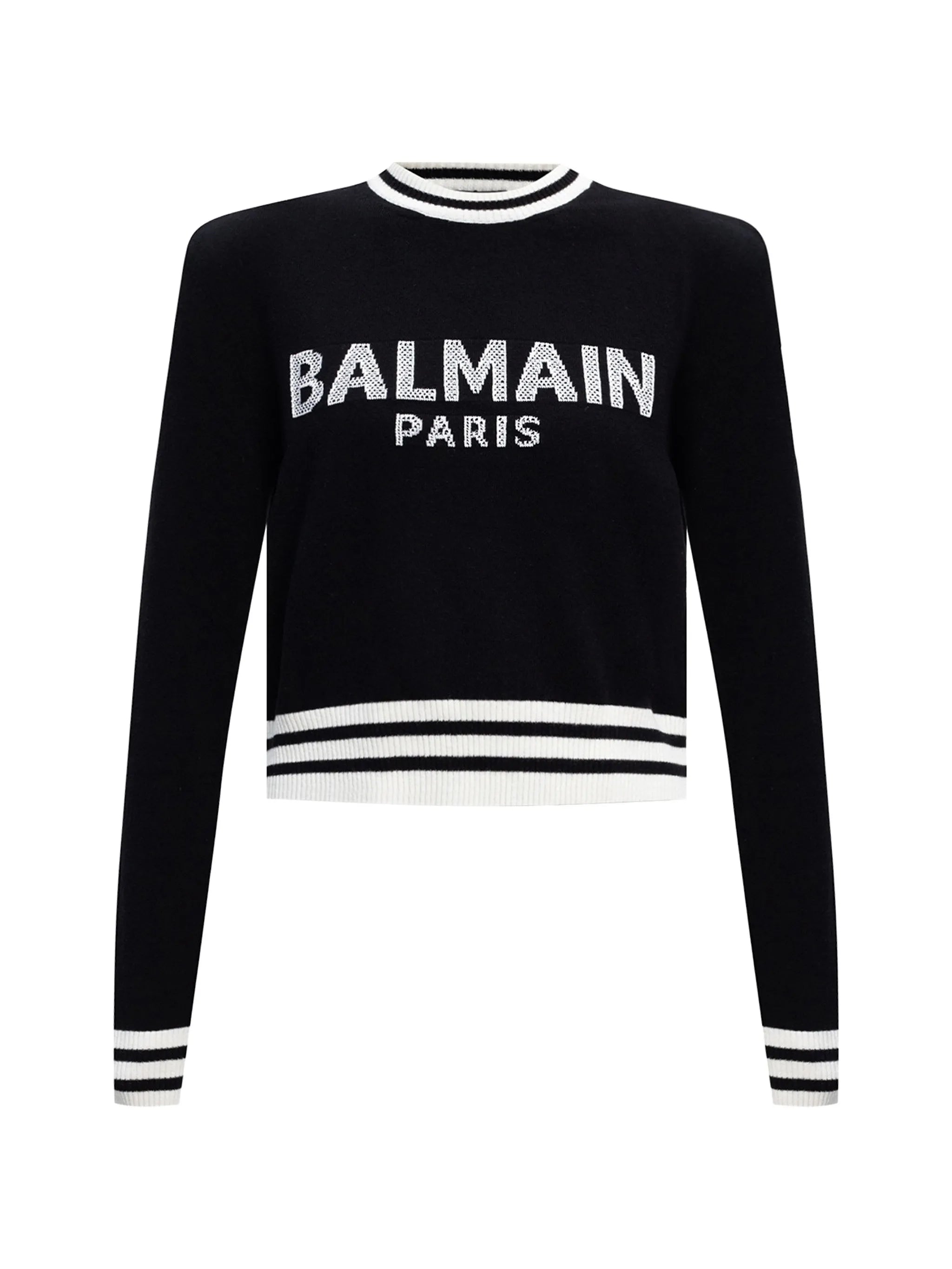 logo-intarsia striped-trim sweater
