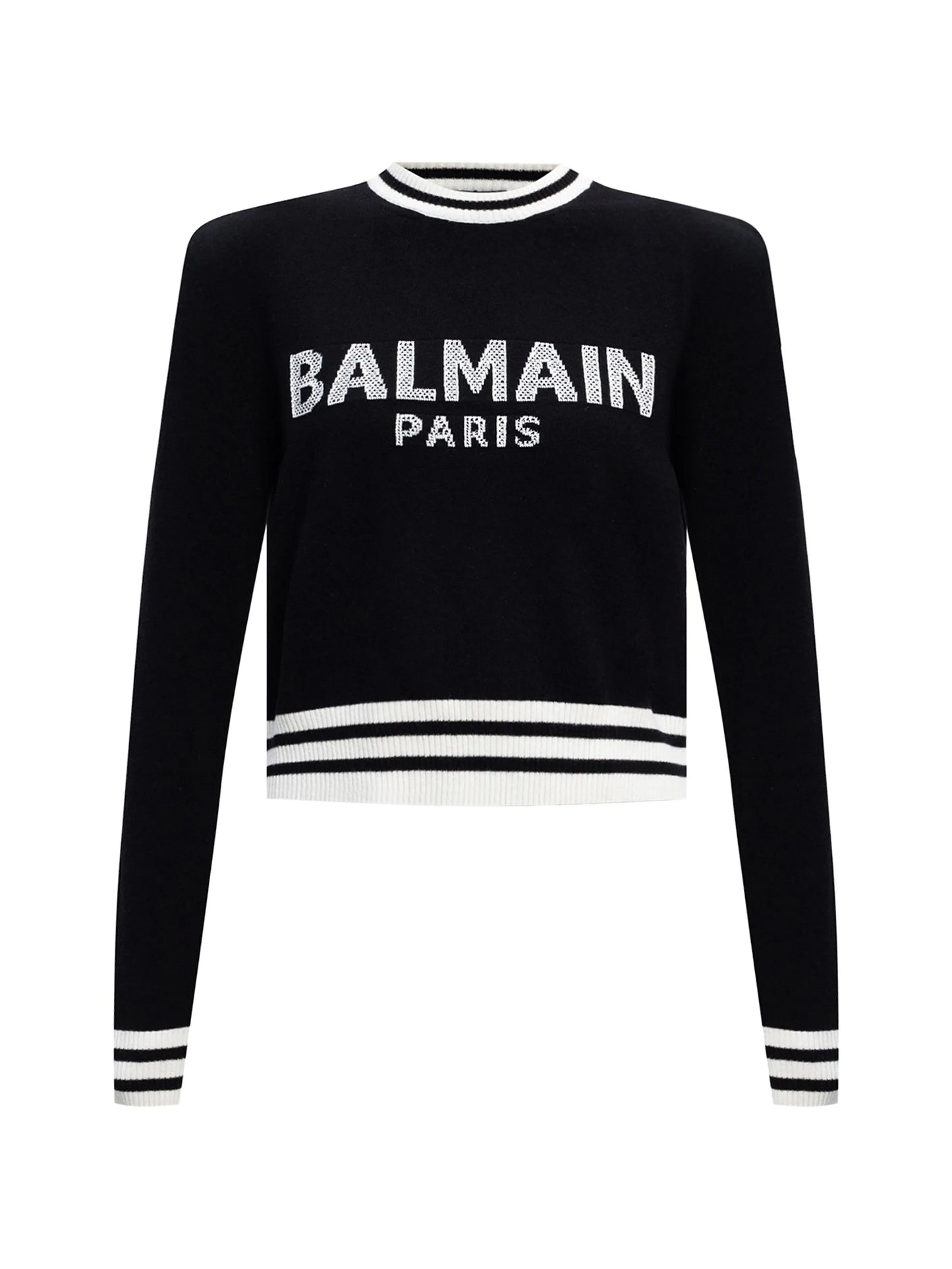 logo-intarsia striped-trim sweater