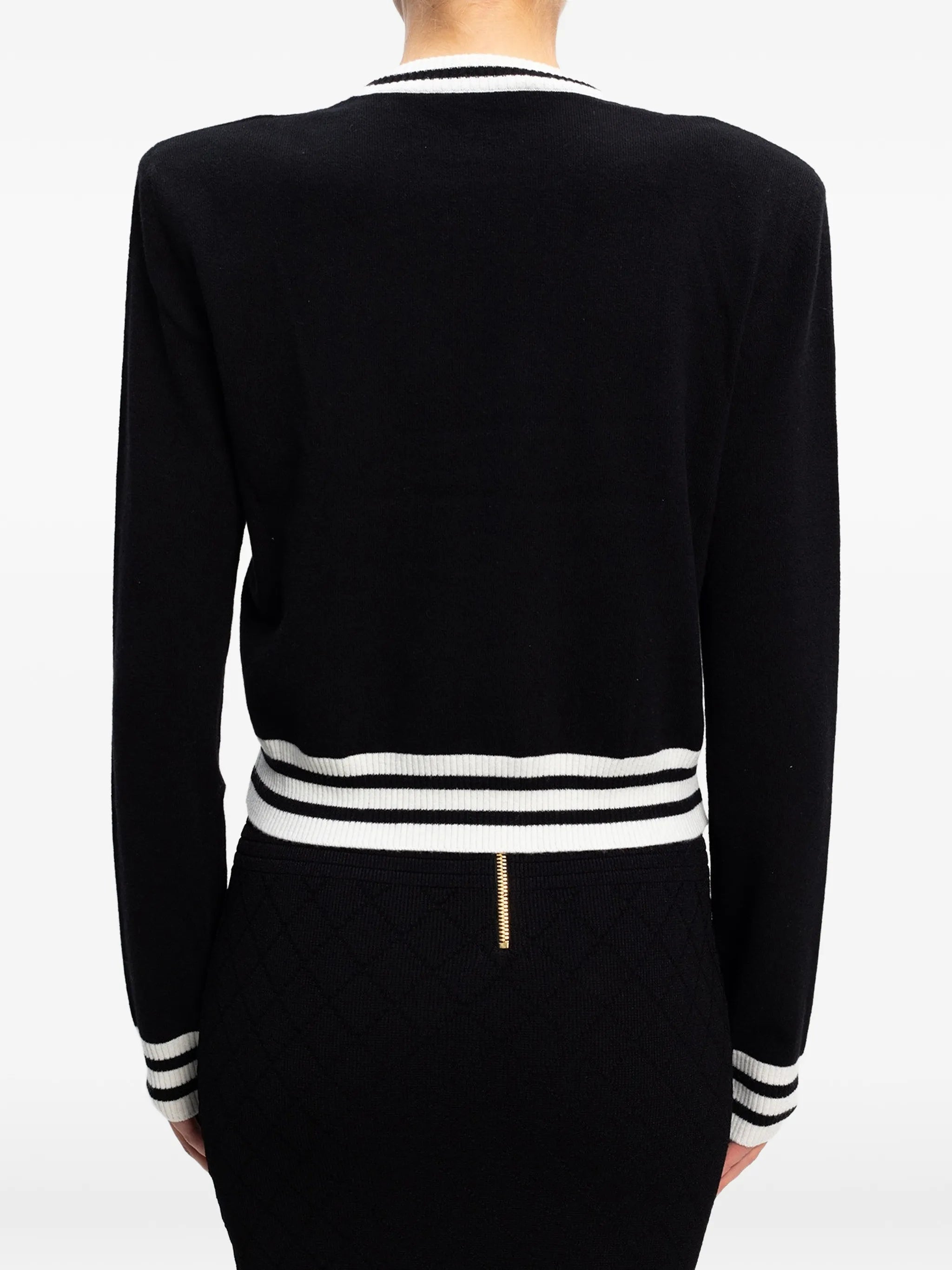 logo-intarsia striped-trim sweater
