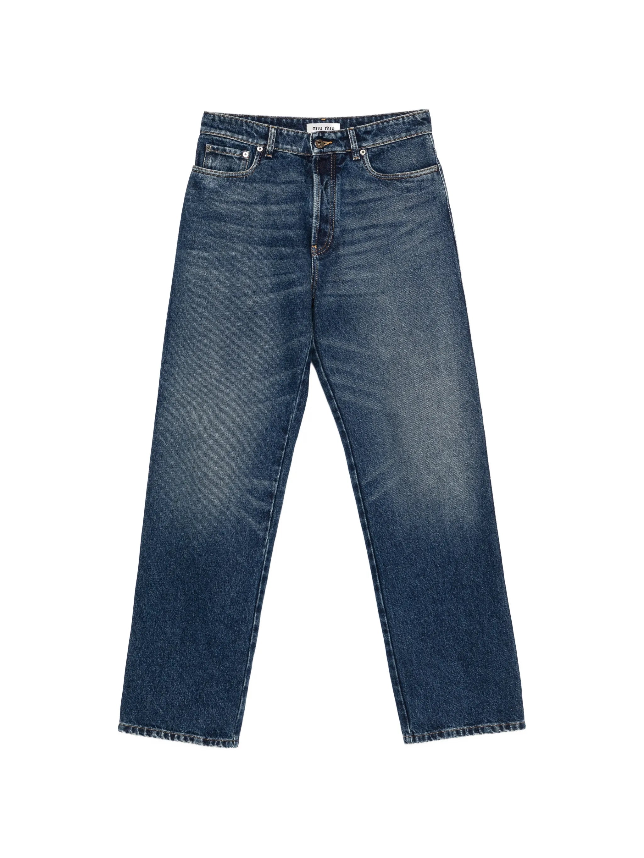 logo-embroidered straight-leg jeans
