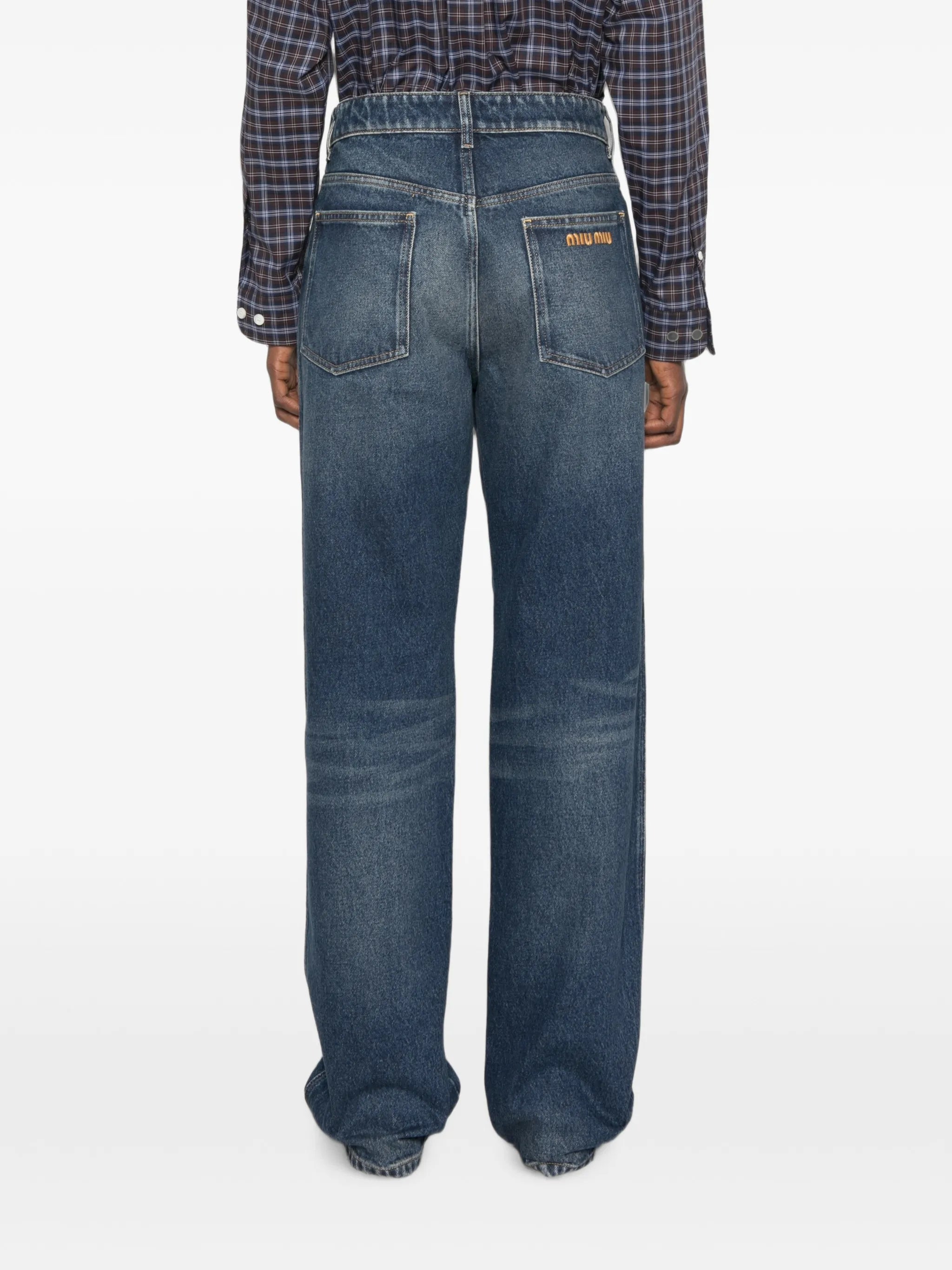 logo-embroidered straight-leg jeans