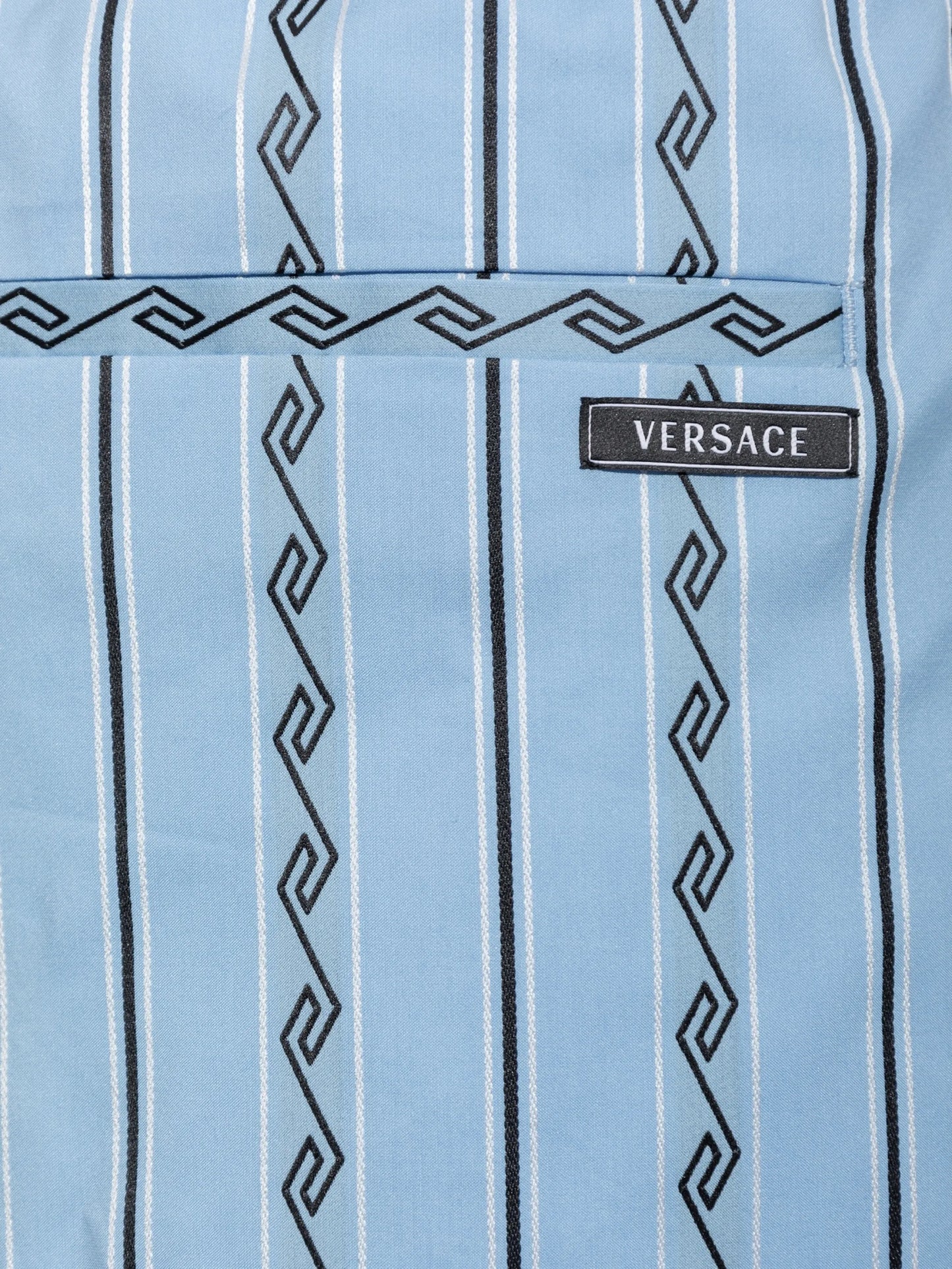 Greca-pattern striped shorts