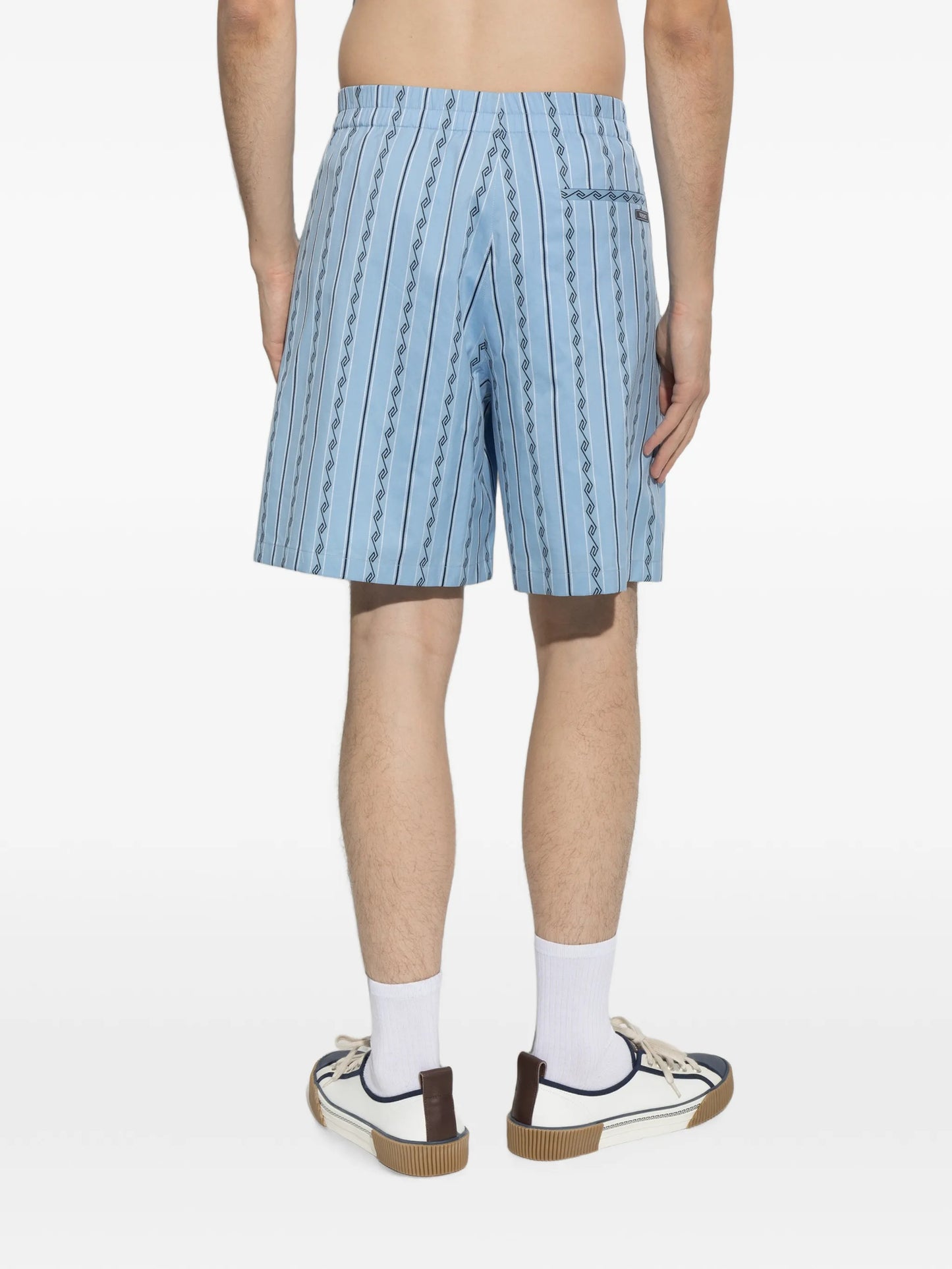 Greca-pattern striped shorts