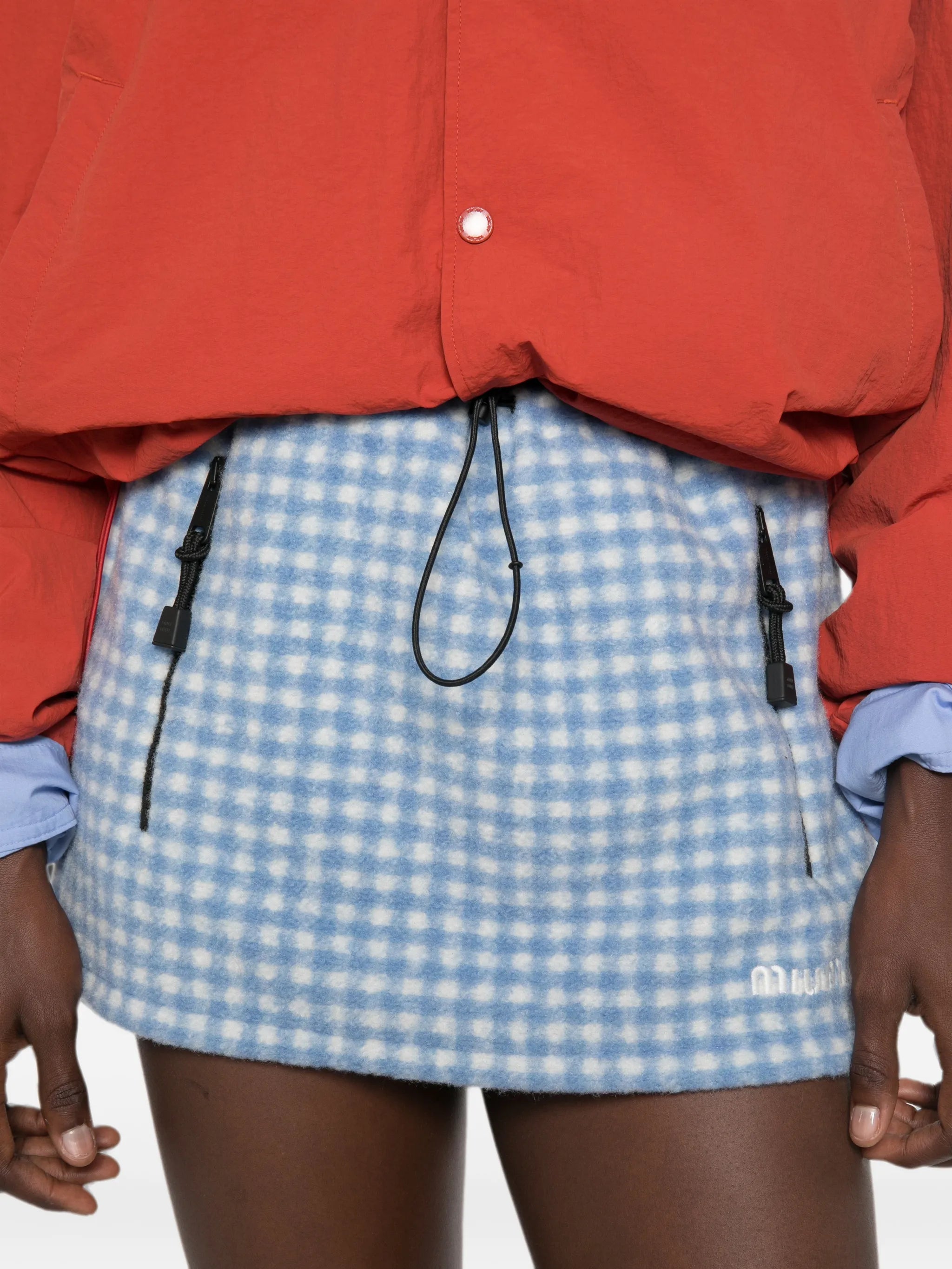 Vichy fleece miniskirt