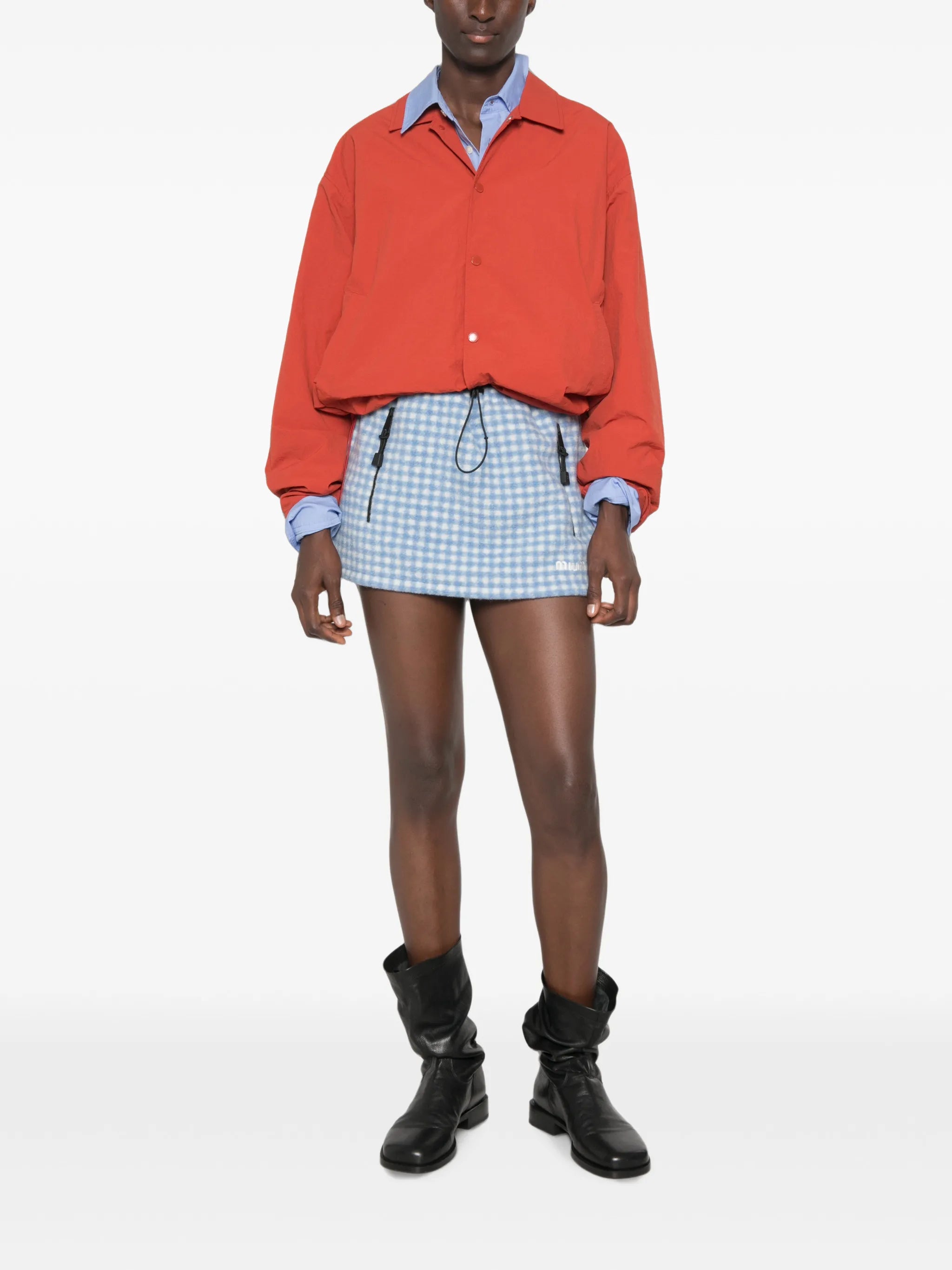 Vichy fleece miniskirt