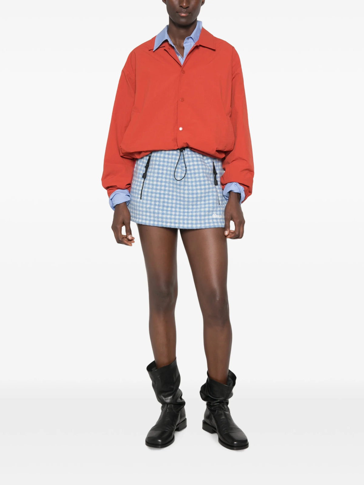 Vichy fleece miniskirt