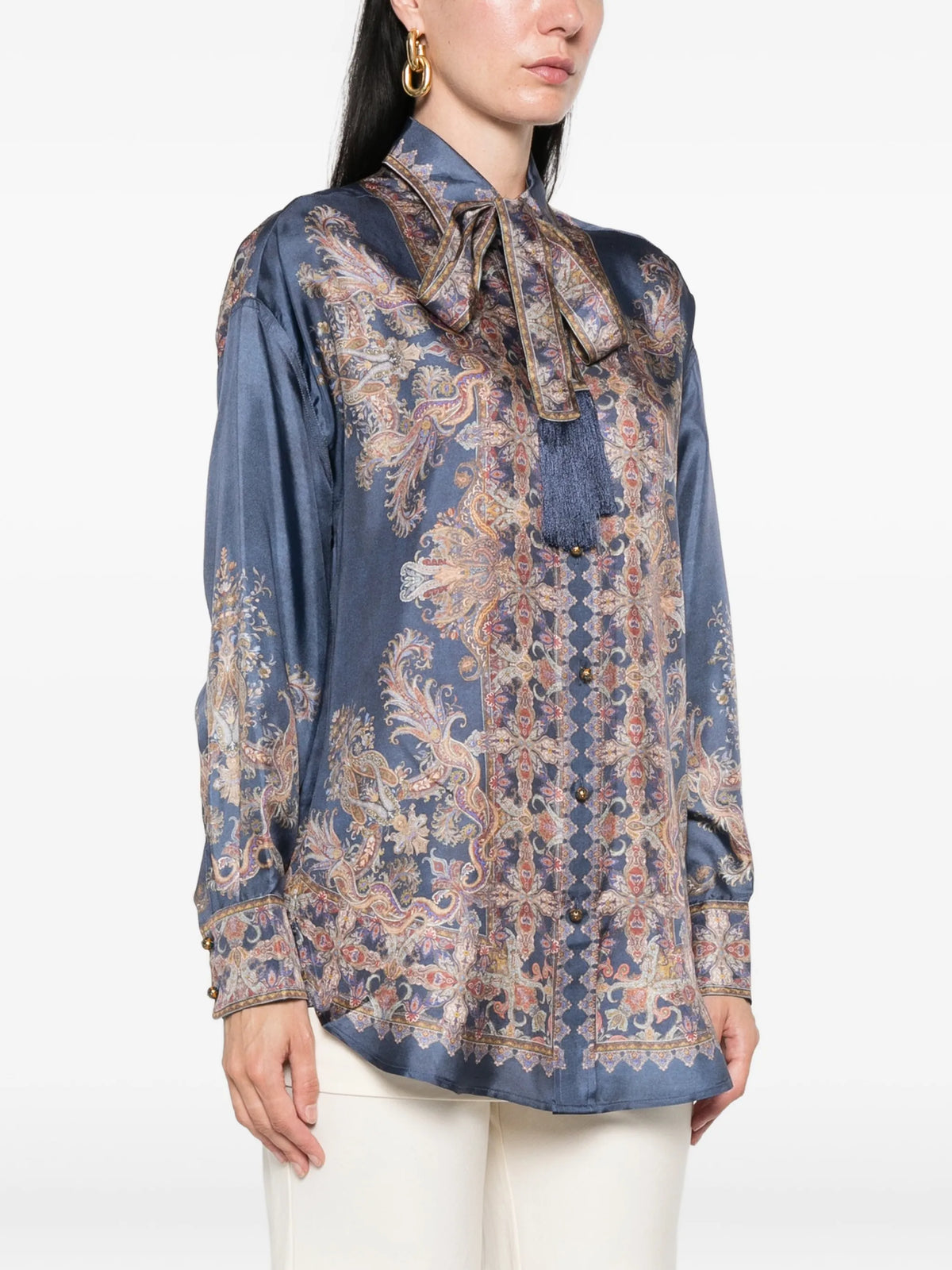 paisley-print pussy-bow shirt