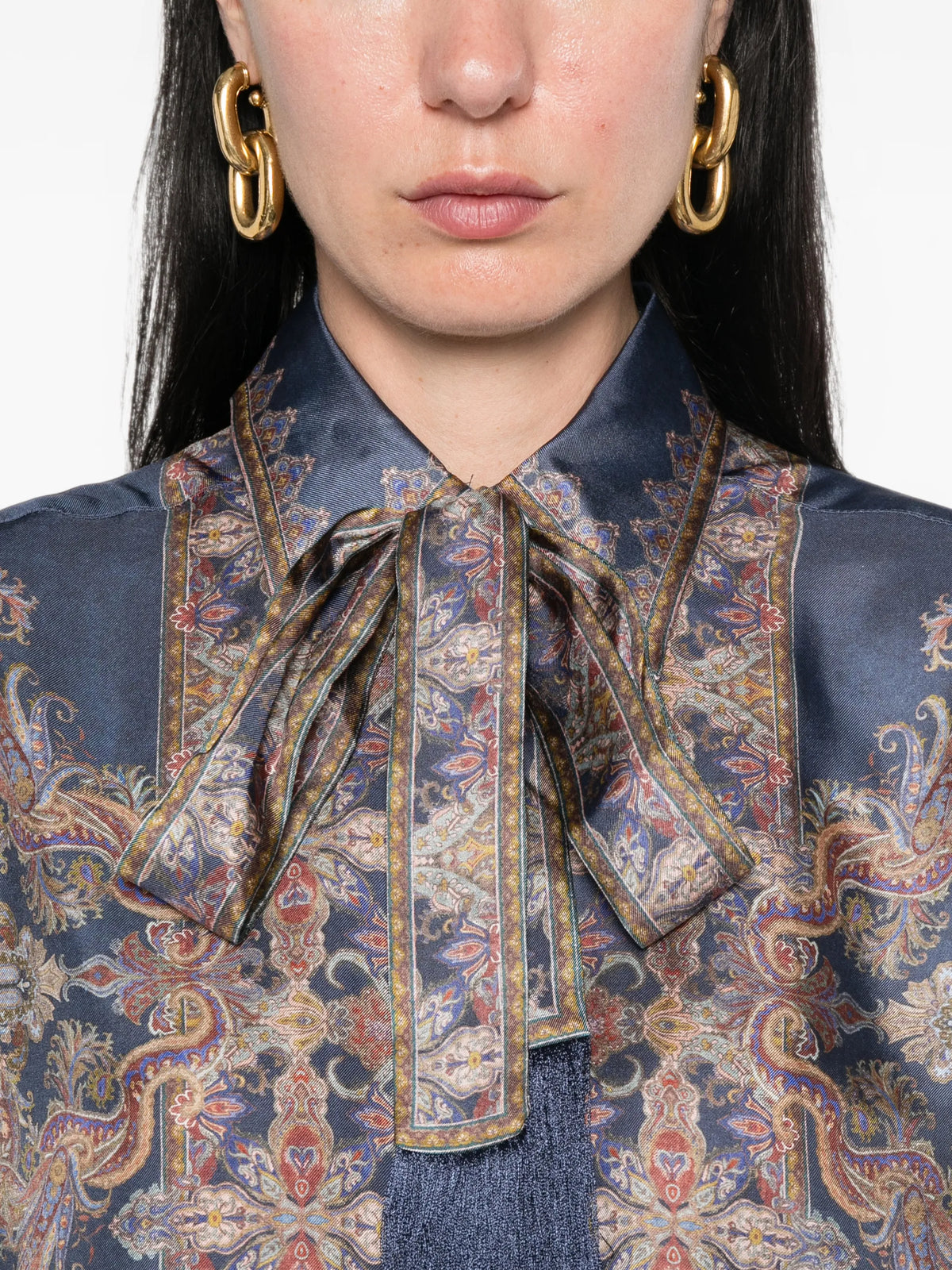 paisley-print pussy-bow shirt