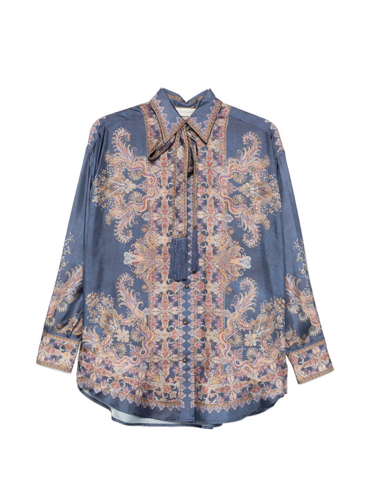 paisley-print pussy-bow shirt