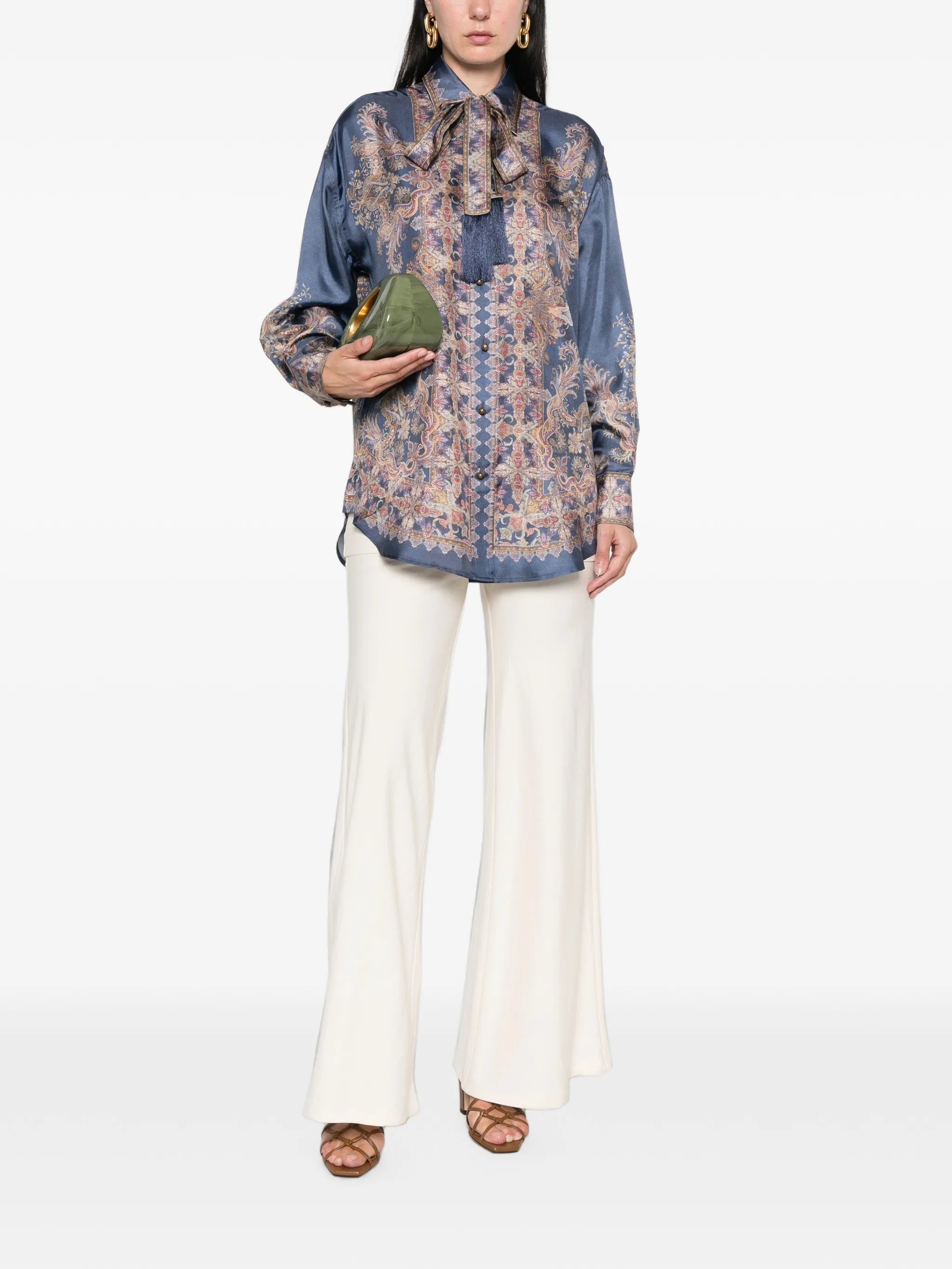 paisley-print pussy-bow shirt