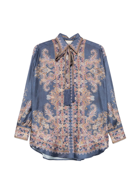 paisley-print pussy-bow shirt