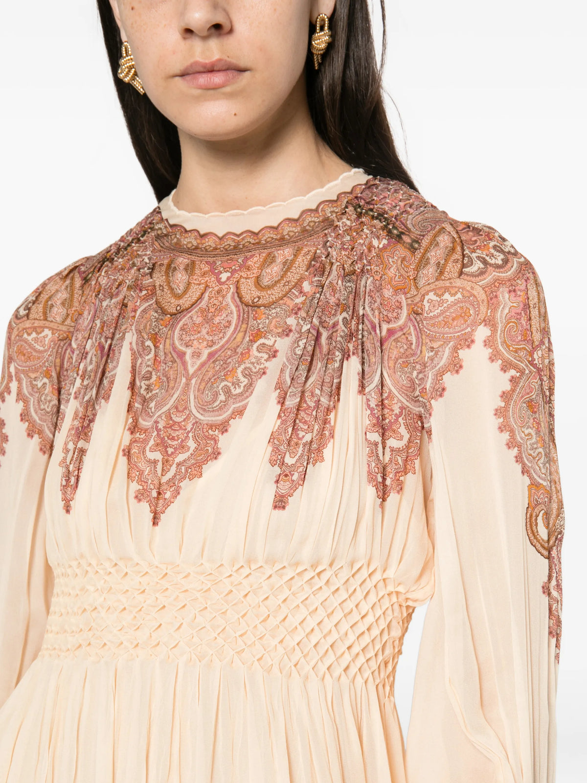 Ascent smocked paisley-print midi dress
