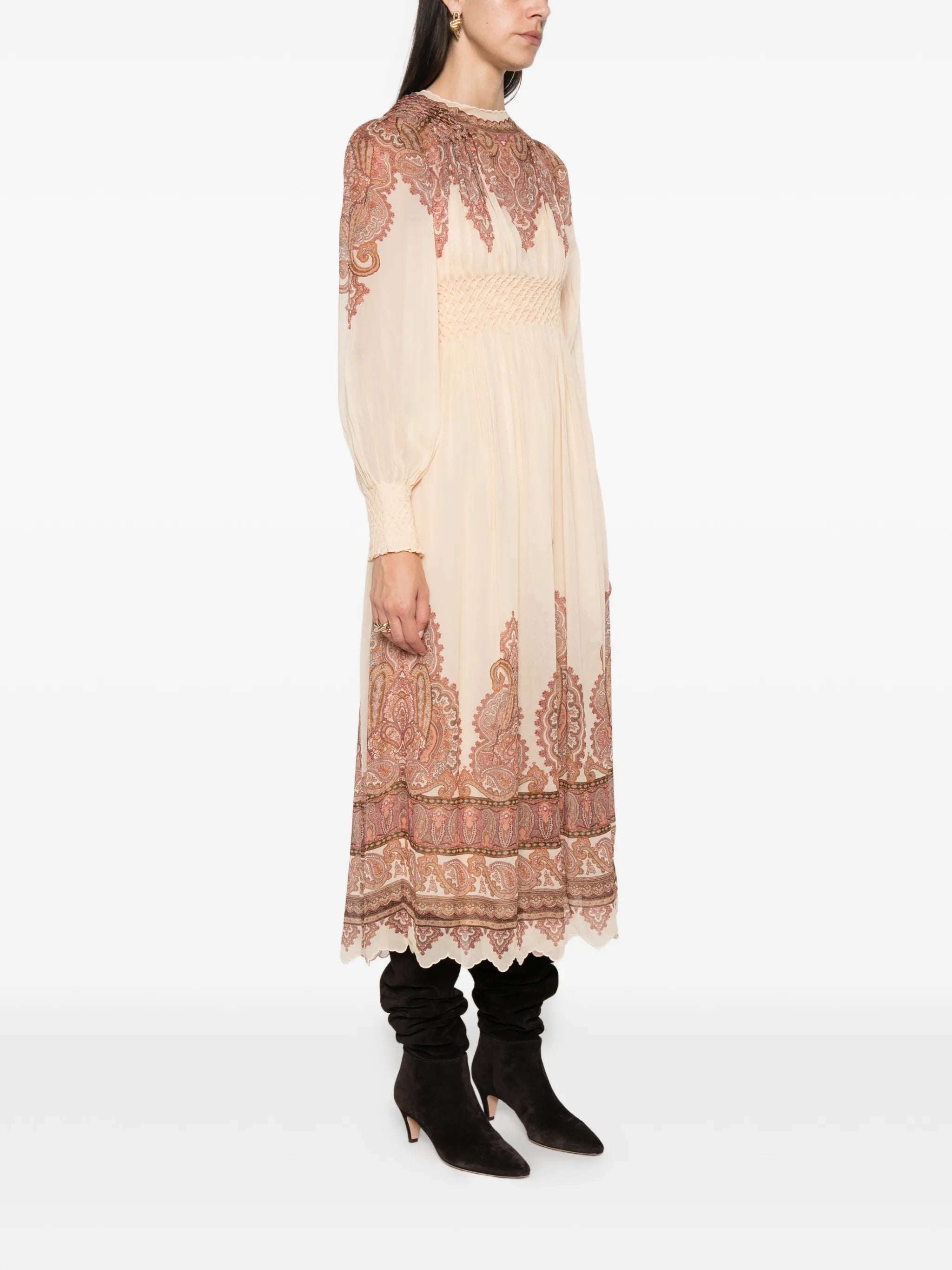 Ascent smocked midi dress