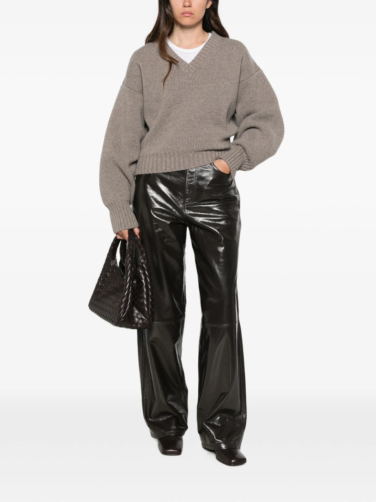 sculptural V-neck sweater