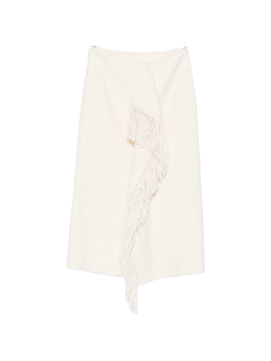 double-faced fringe midi skirt