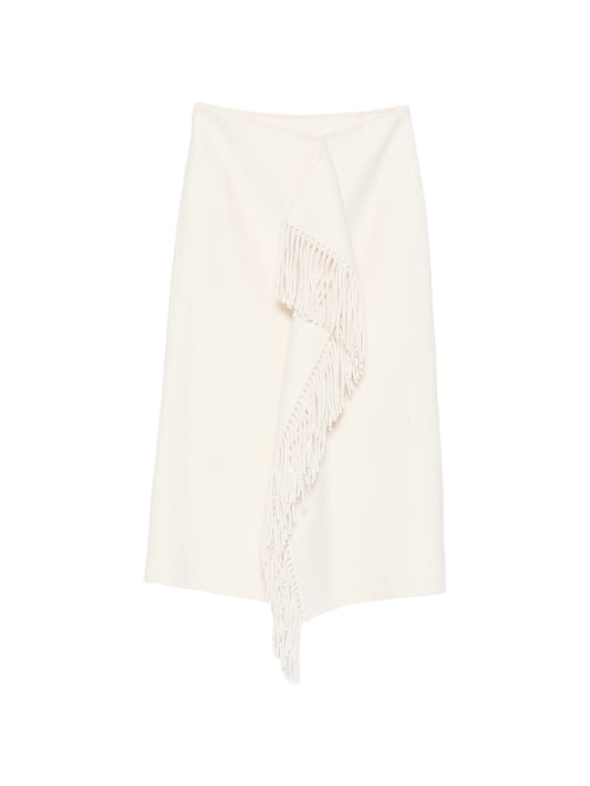double-faced fringe midi skirt