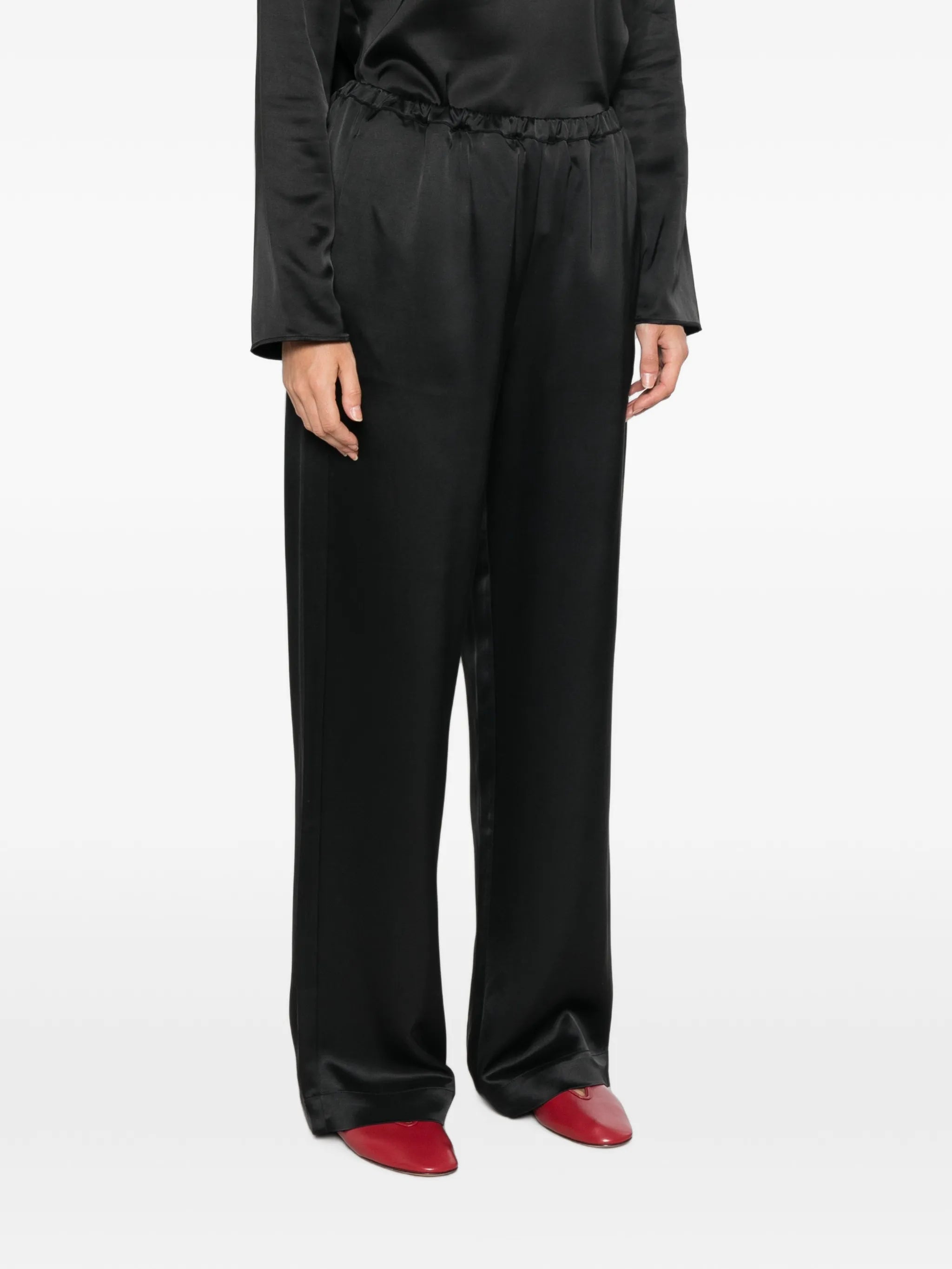 relaxed-fit satin trousers