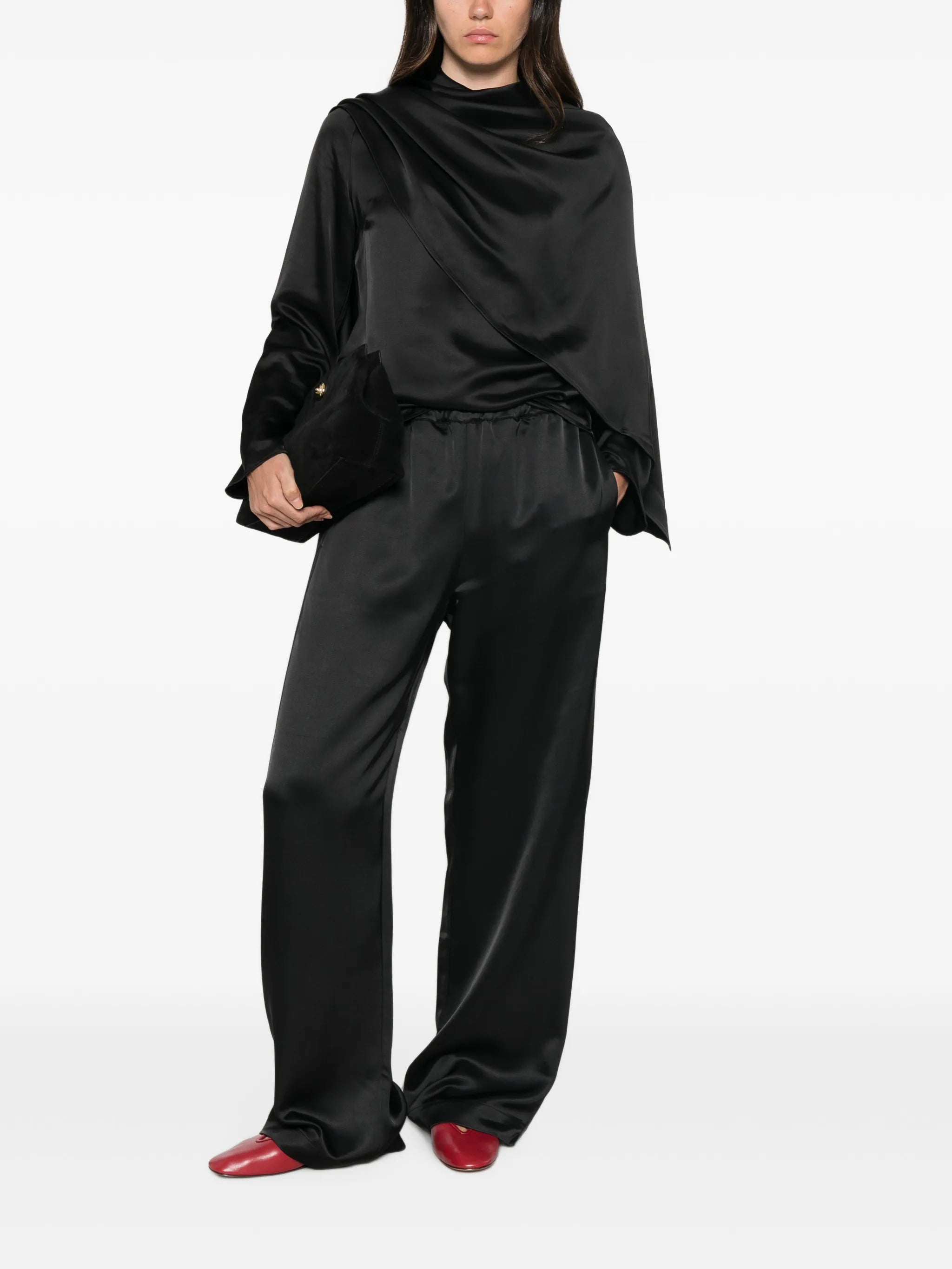 relaxed-fit satin trousers