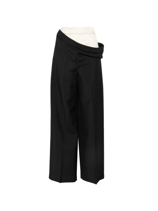 double-waistband wide-leg trousers